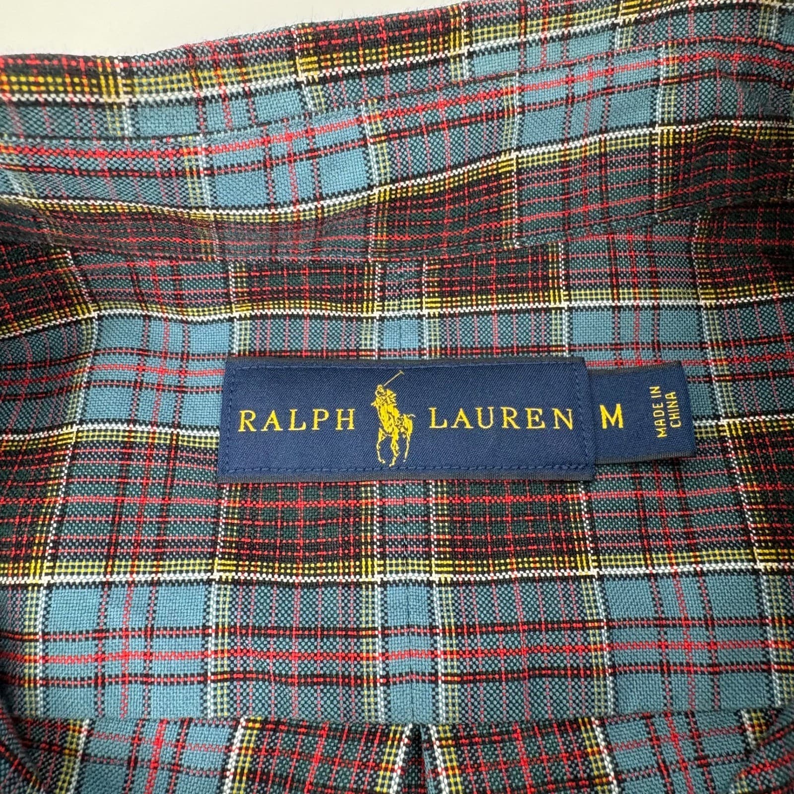 Ralph Lauren Mens Button Down Long Sleeve Plaid Shirt M Blue Red Green Yellow - Thumbnail 5