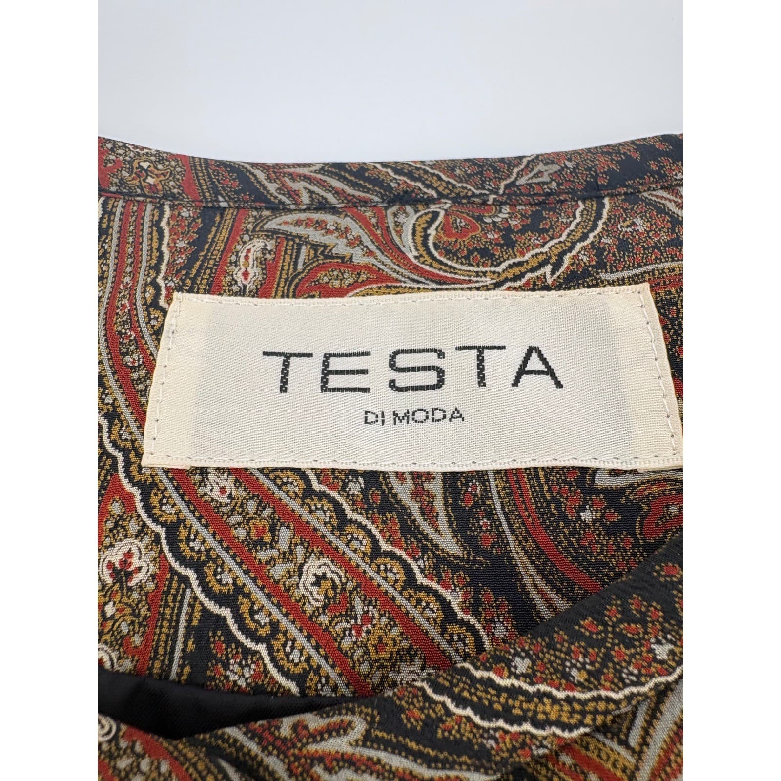 Testa Di Moda Jacket Womens XL Quilted Paisley Brown Gold Button Blazer Vintage - Thumbnail 2