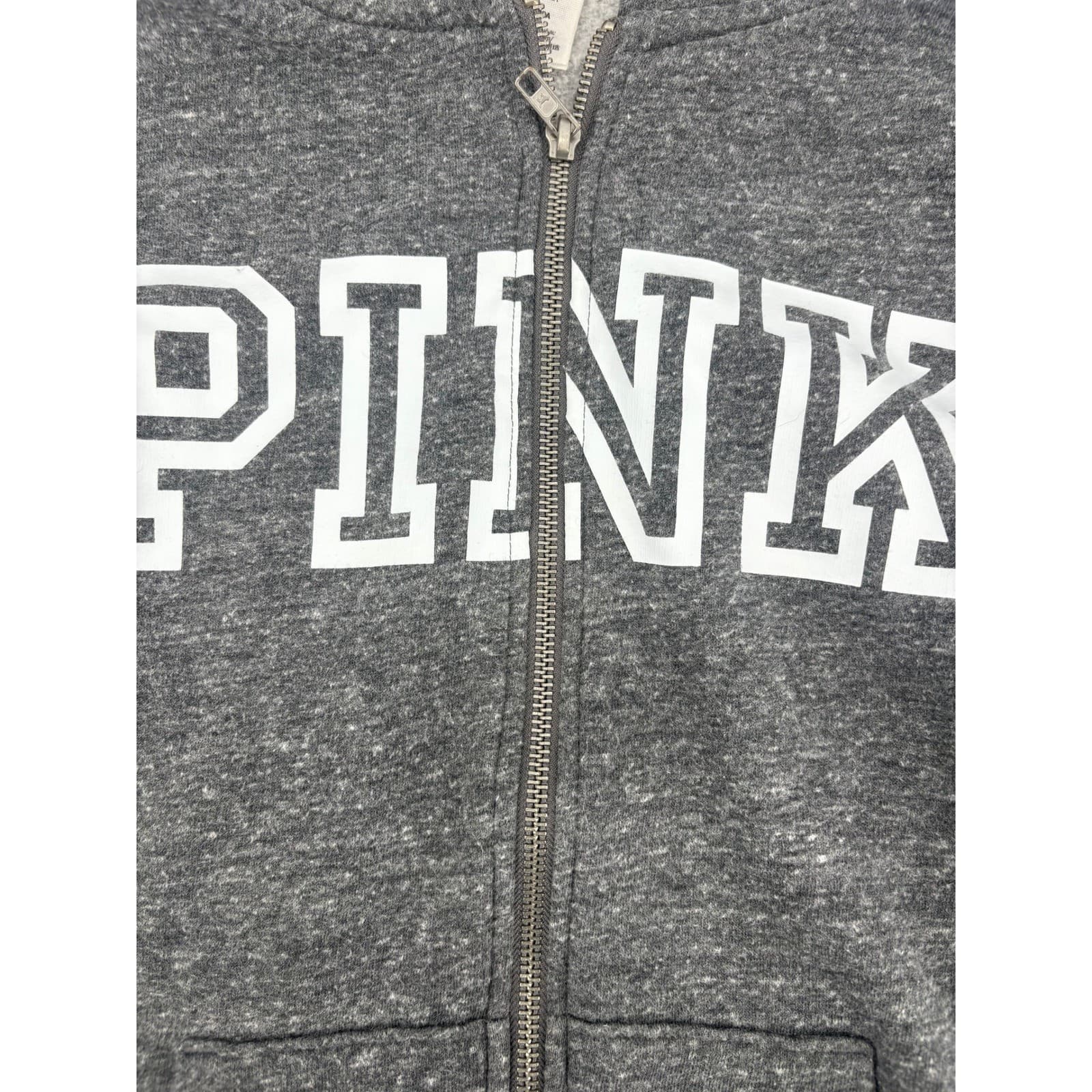 PINK Victoria's Secret Gray Full Zip Hoodie Sweatshirt Women's Size S - Thumbnail 4