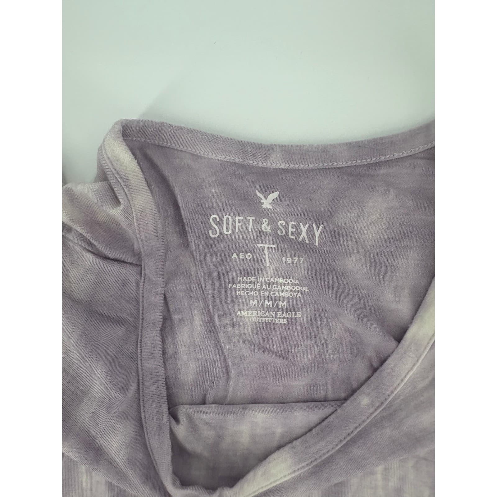 American Eagle Outfitters Soft Sexy Tie Dye Ruched Drawstring Tee Shirt M - Thumbnail 3