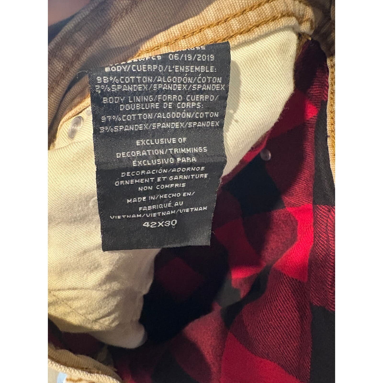 Walls Work Pants Mens XL Beige Insulated Flannel Lined Carpenter Style XL - Thumbnail 6