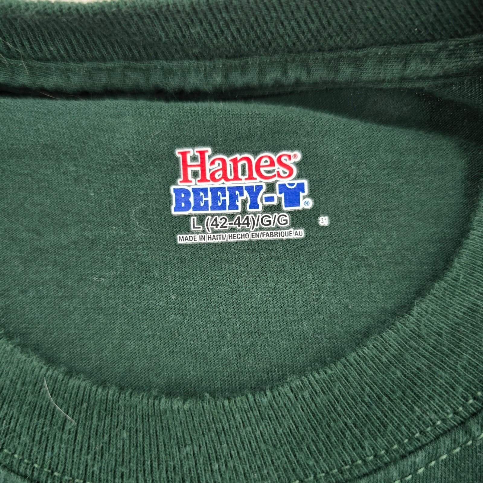 Hanes Beefy-T T-Shirt Mens L Shirt Green Gettysburg Pennsylvania Embroidered Tee - Thumbnail 3