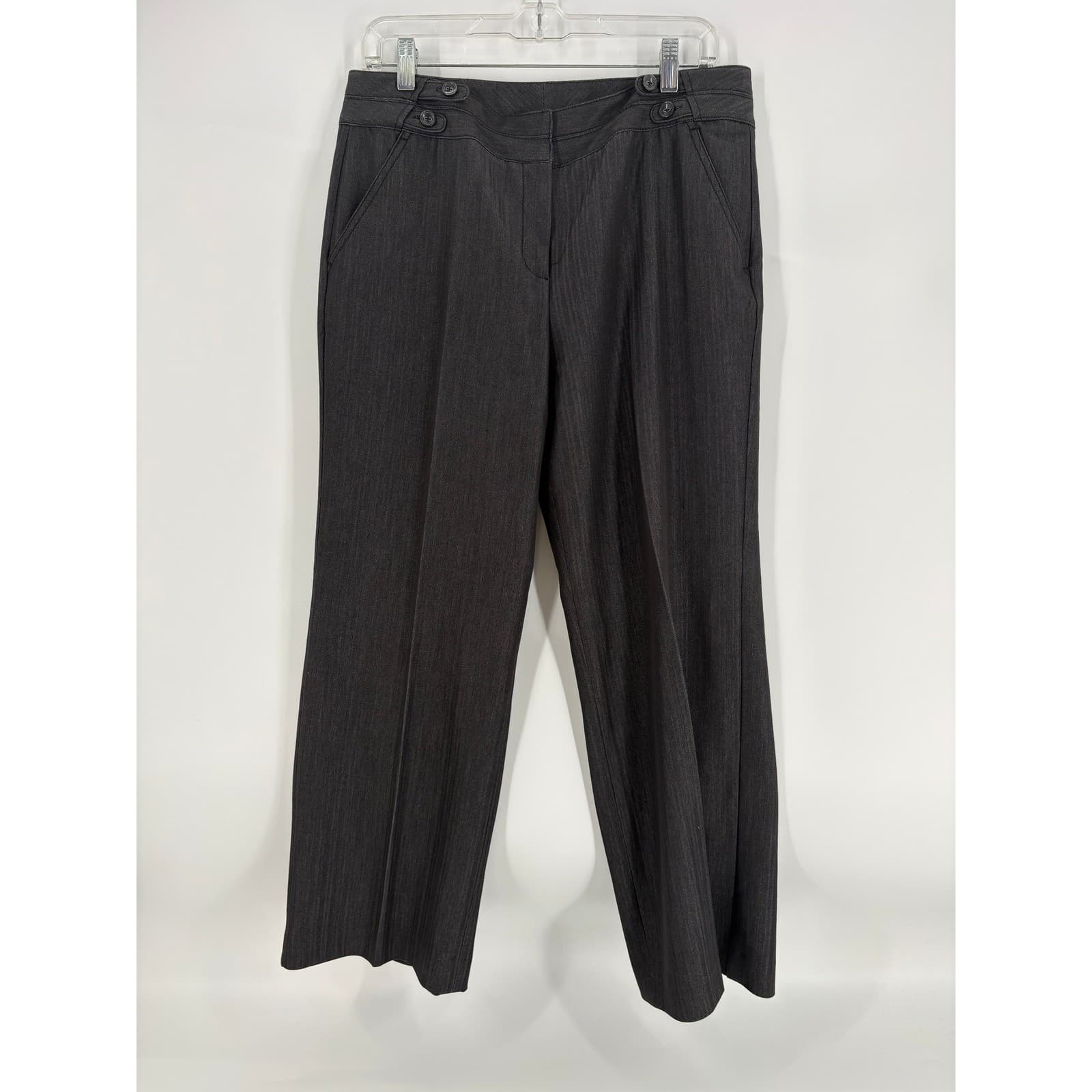 New Directions Petite Gray Herringbone Dress Pants Career Work 12P