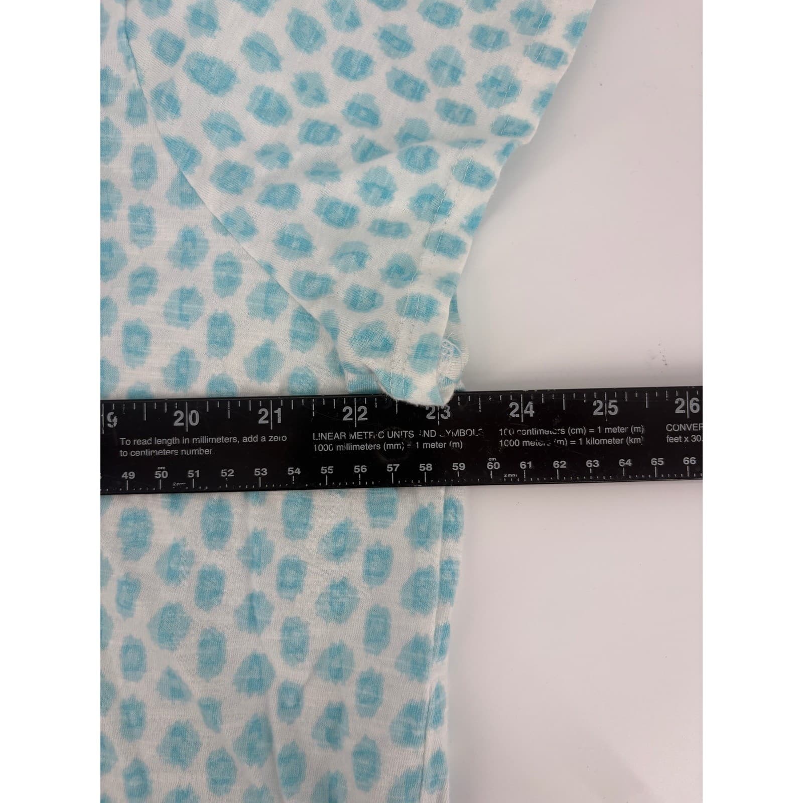 Chicos Womens Size 3 Aqua White Geometric Print Short Sleeve Top - Thumbnail 4