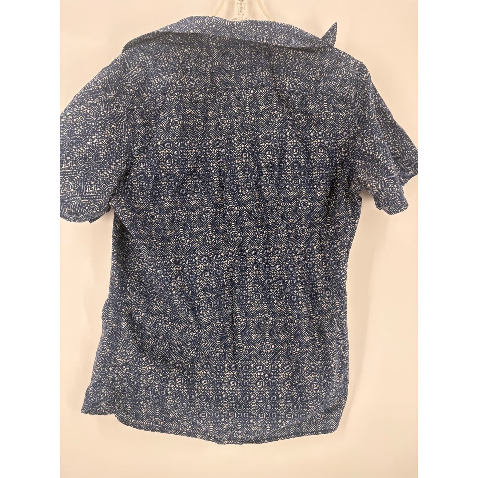 Banana Republic Slim Fit Mens Short Sleeve Button Shirt Blue Geometric Size M - Thumbnail 2