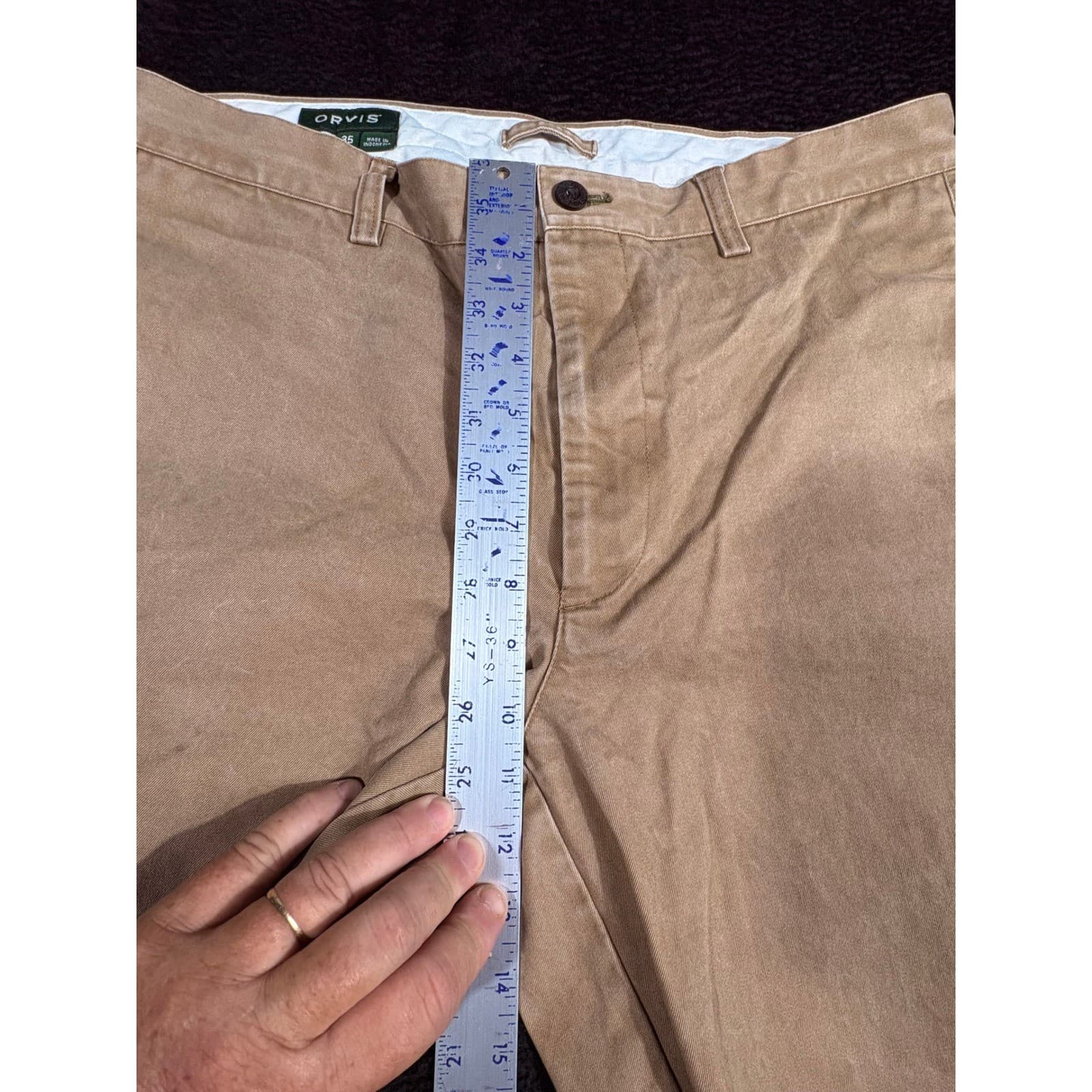 Orvis Mens Khaki Pants Size 35 Cotton Casual Chino Trousers - Thumbnail 7