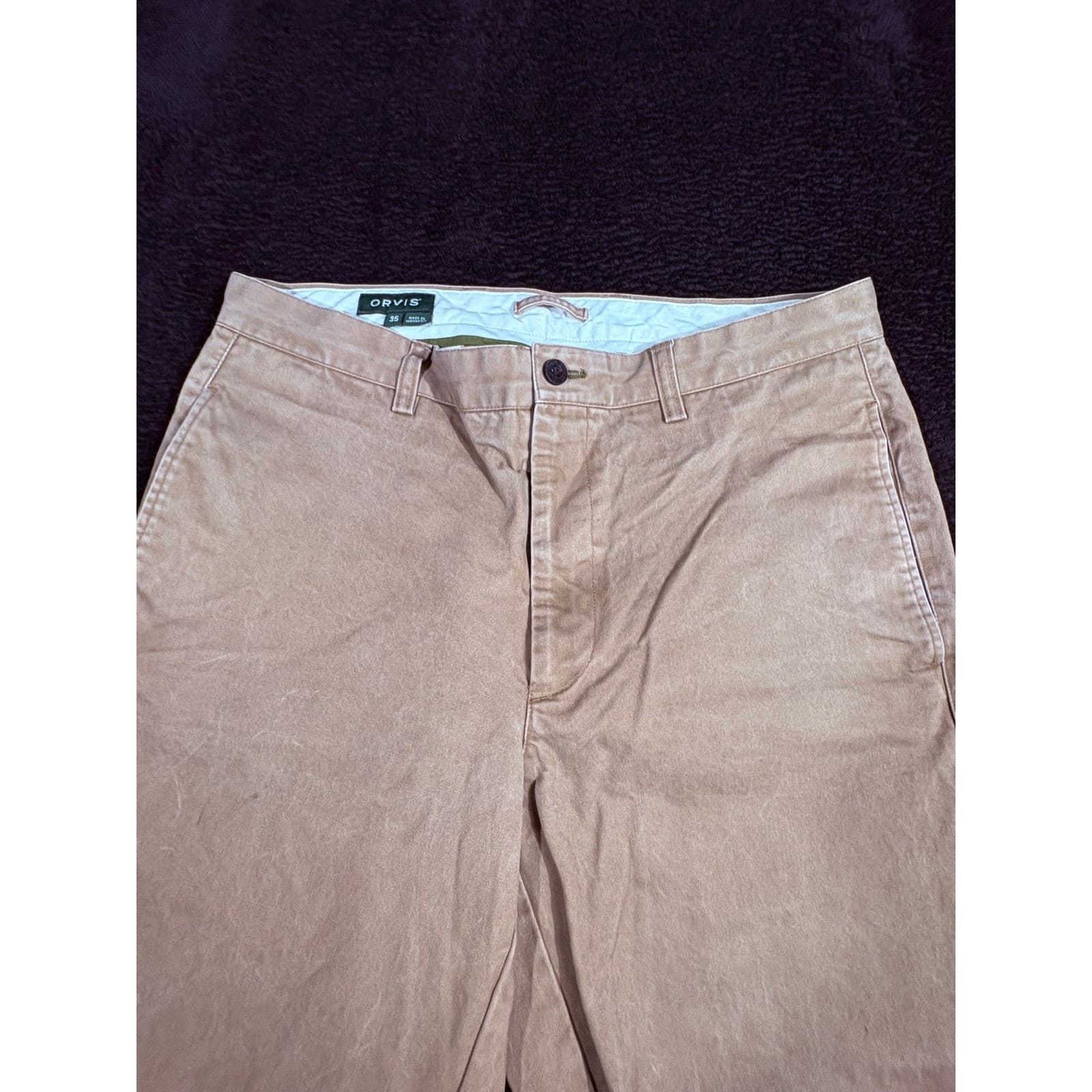 Orvis Mens Khaki Pants Size 35 Cotton Casual Chino Trousers - Thumbnail 2