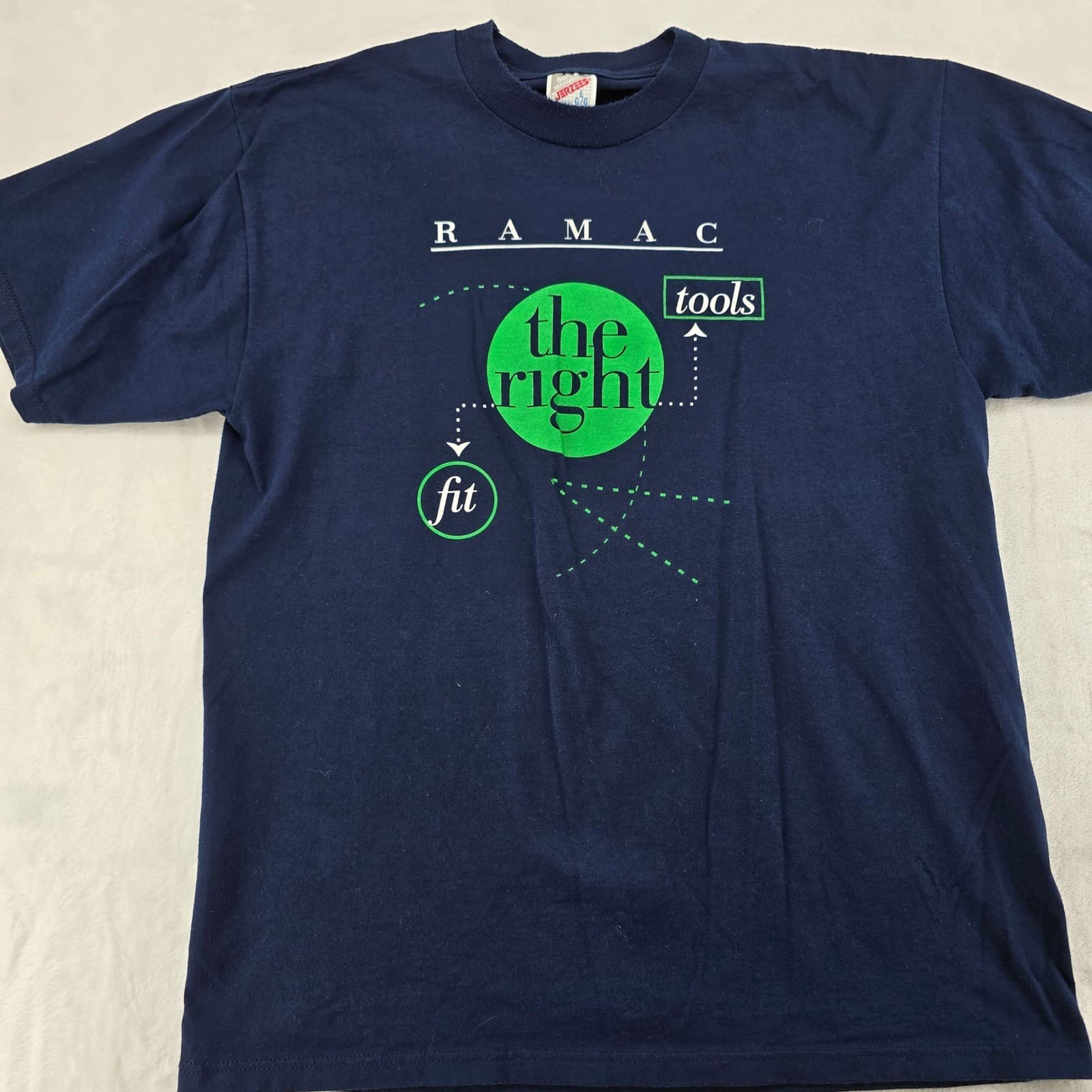 Jerzees T-Shirt Mens Large Tee Navy IBM RAMAC Tools The Right Fit Vintage Promo
