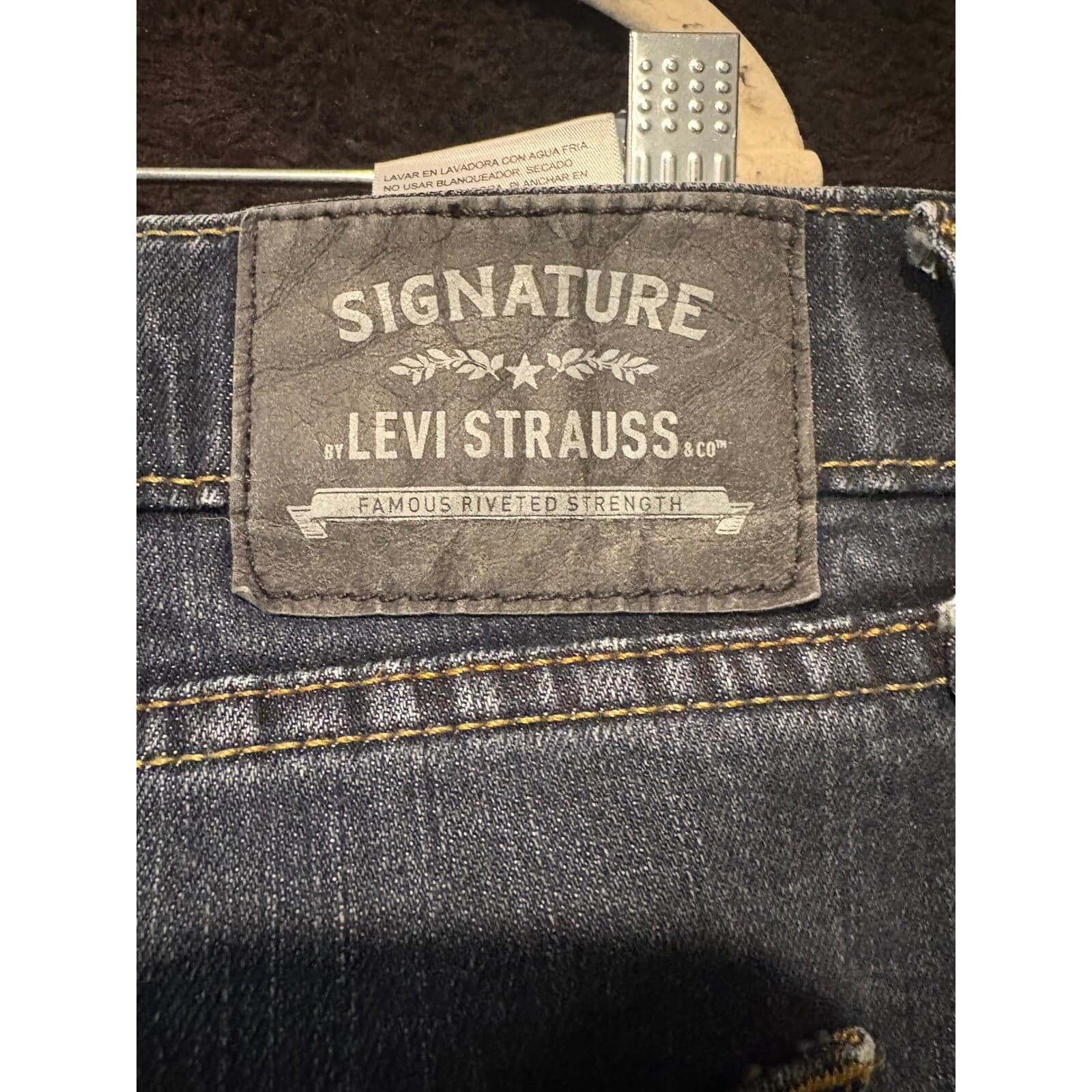 Signature Levi Strauss Skinny Jeans Dark Wash Denim Mens Size 32x32 - Thumbnail 7