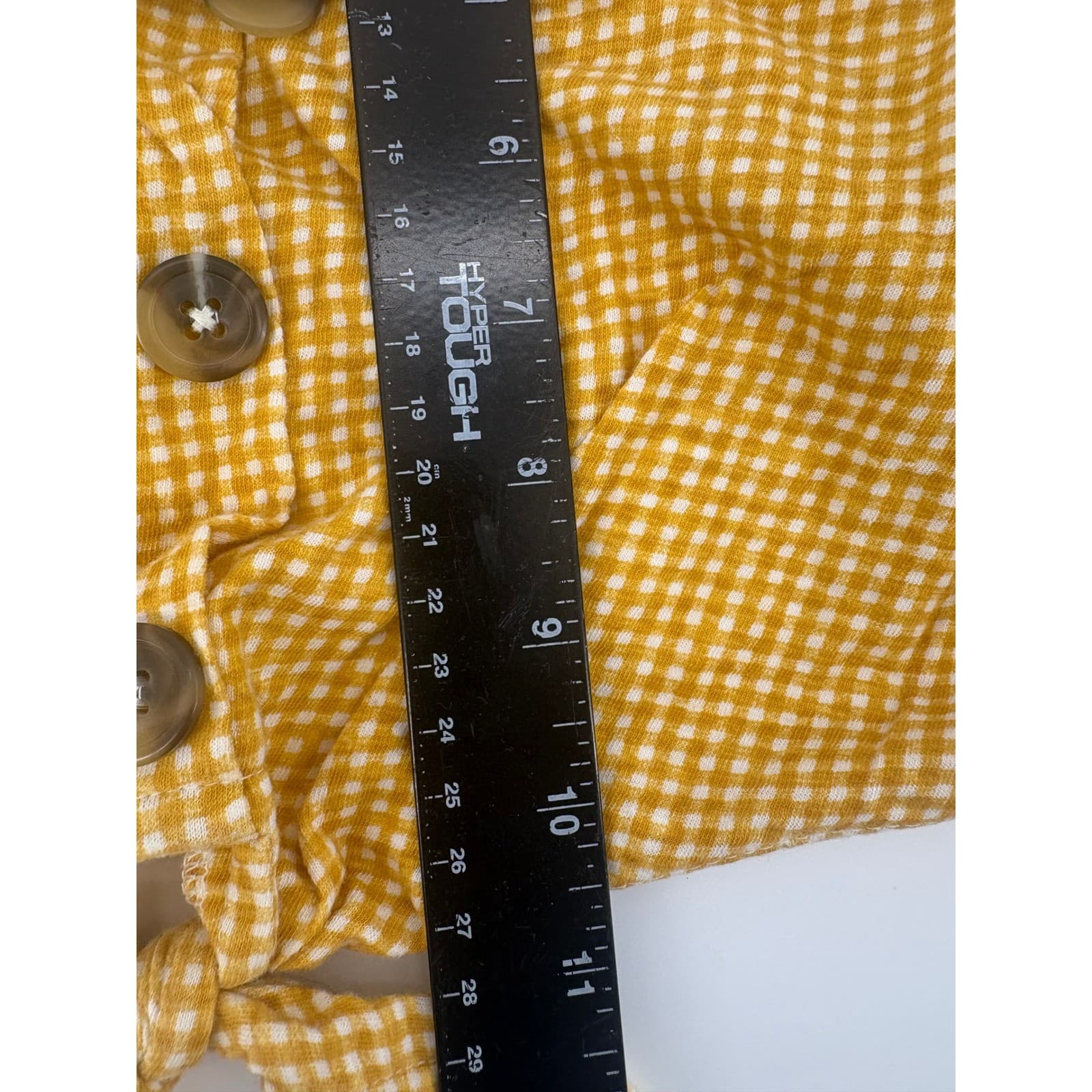 American Eagle Outfitters Mustard Yellow Gingham Tie Front Crop Top Tank Size L - Thumbnail 4