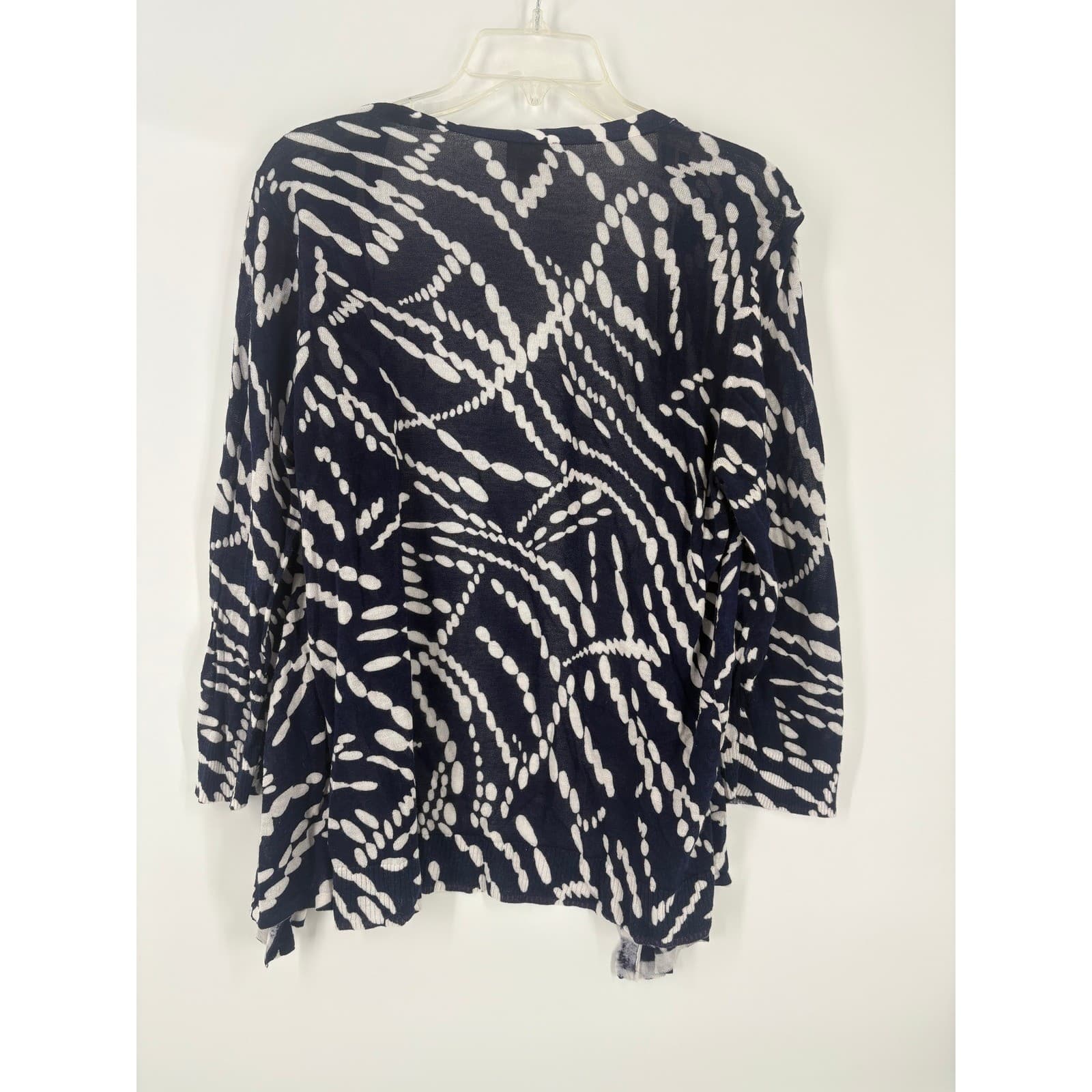 Chicos 3 Black White Abstract Print Knit Long Sleeve Cardigan Sweater Women - Thumbnail 2