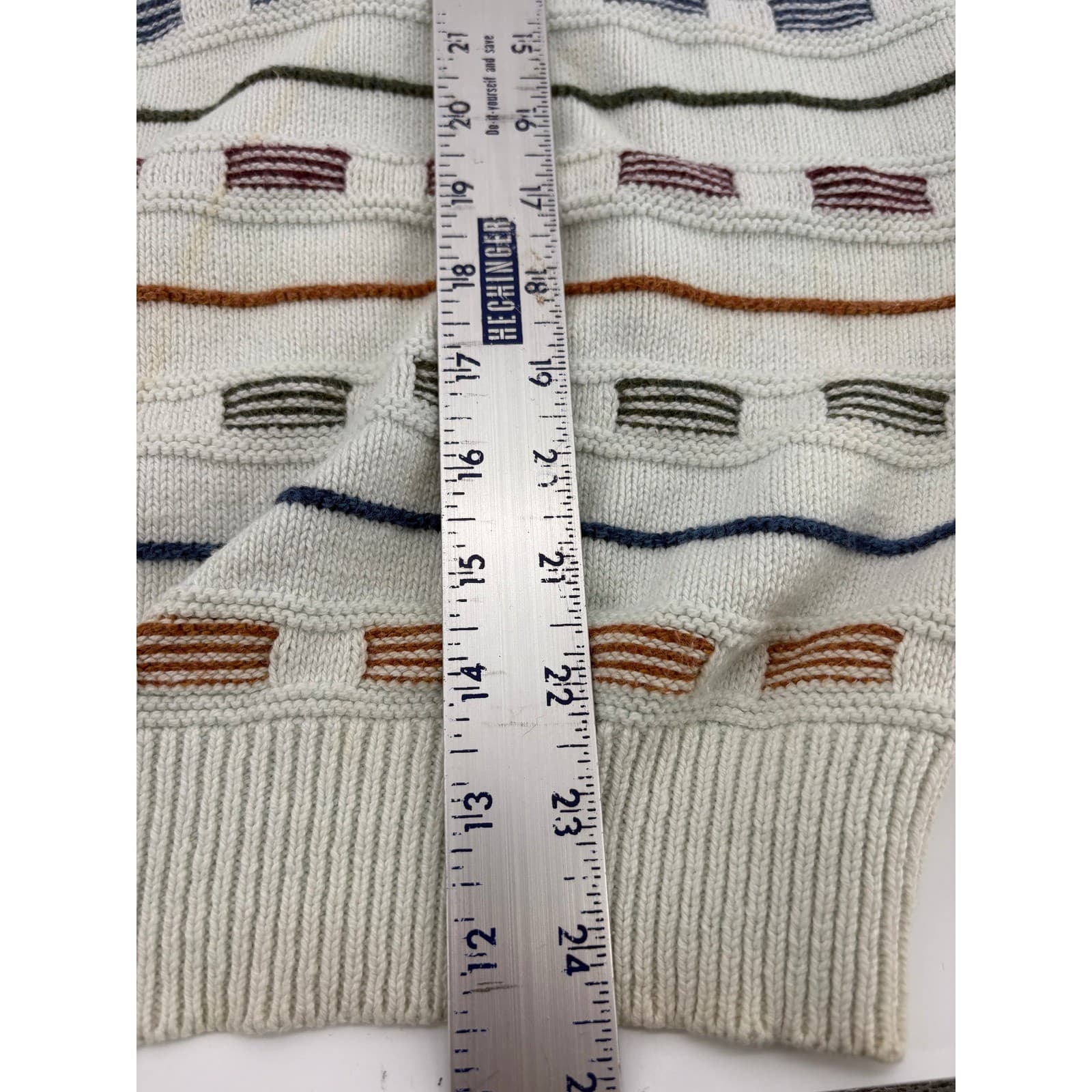 Vintage American Spirit Knit Sweater Striped Crew Neck Menswear, Casual Everyday - Thumbnail 4