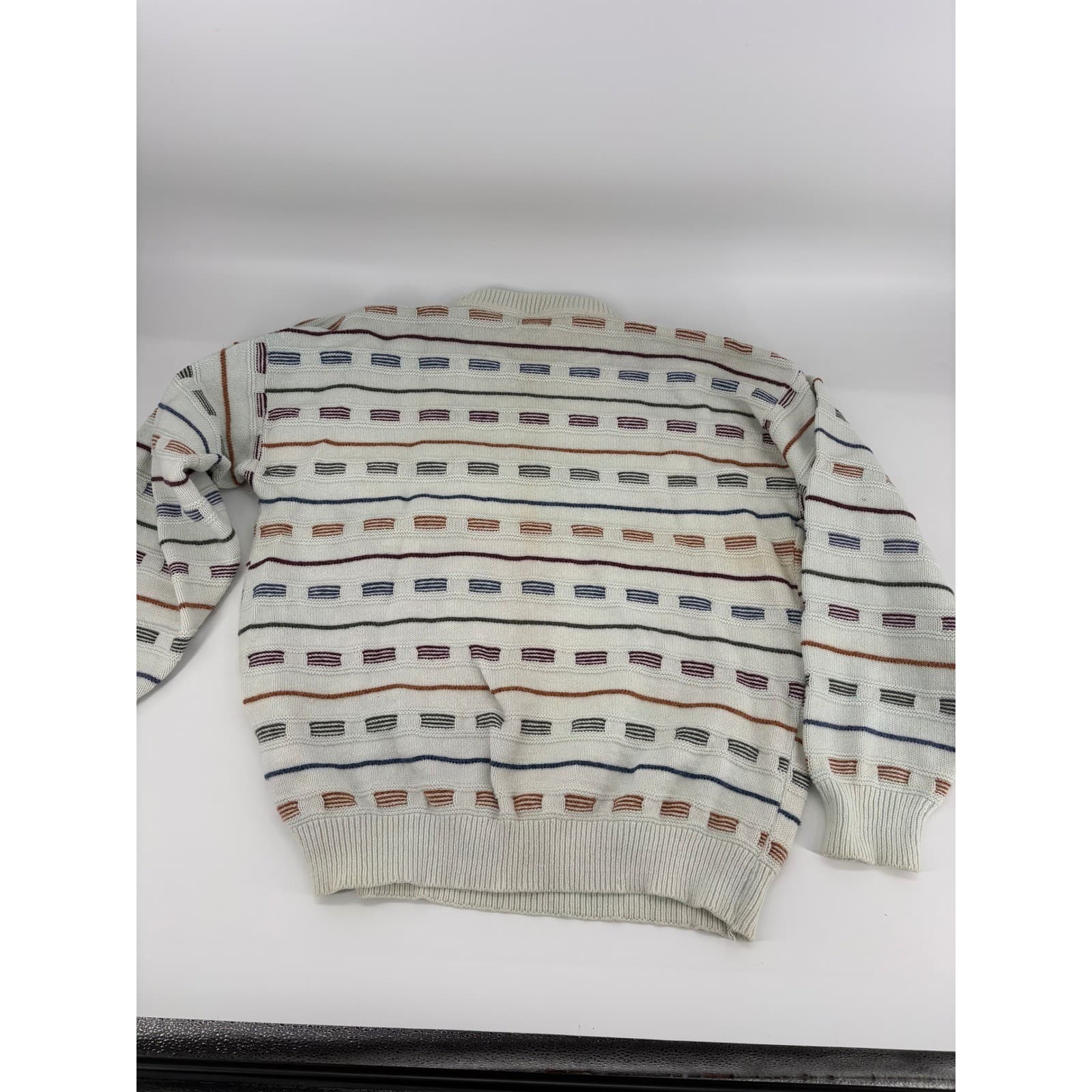 Vintage American Spirit Knit Sweater Striped Crew Neck Menswear, Casual Everyday - Thumbnail 5