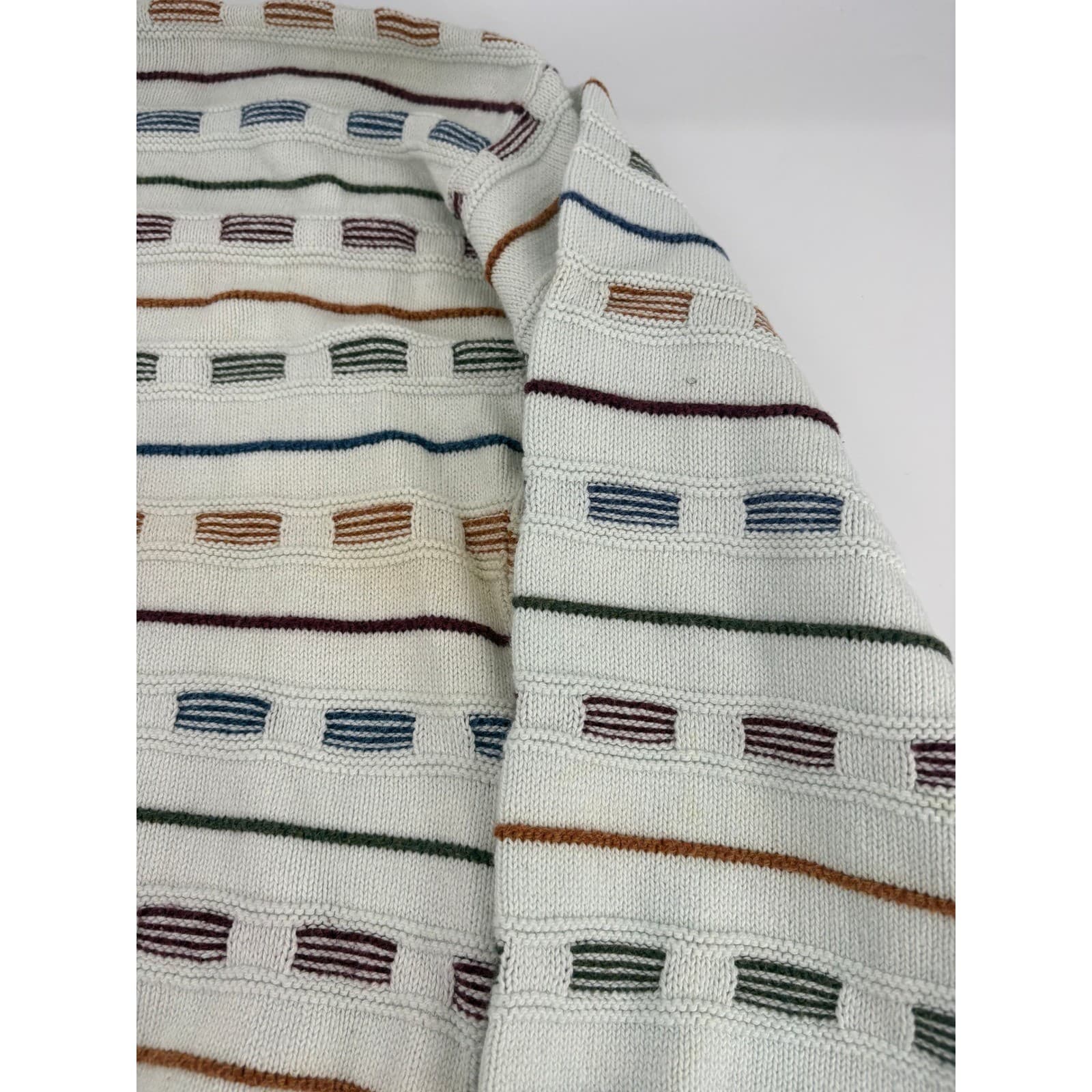 Vintage American Spirit Knit Sweater Striped Crew Neck Menswear, Casual Everyday - Thumbnail 6