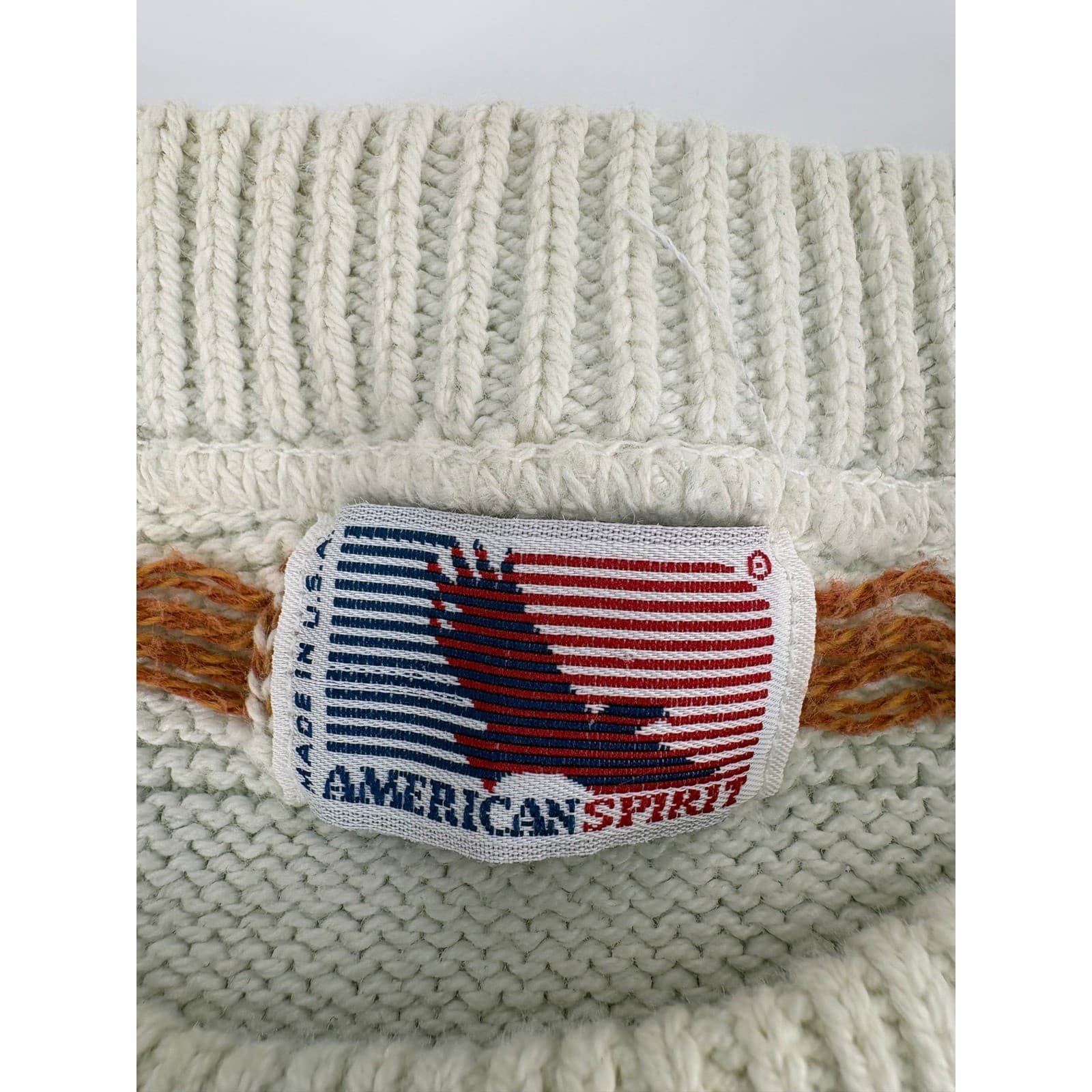 Vintage American Spirit Knit Sweater Striped Crew Neck Menswear, Casual Everyday - Thumbnail 2