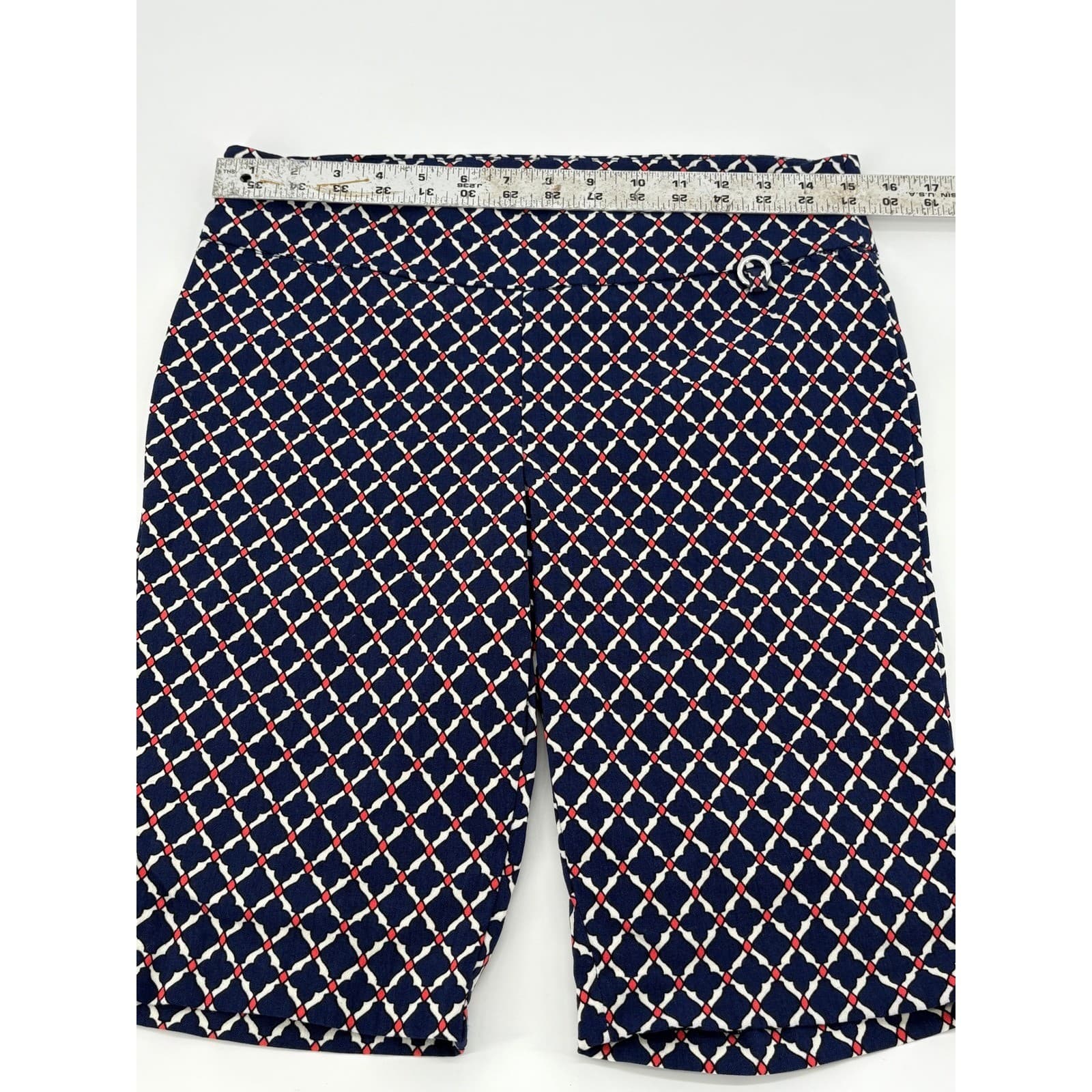 Rafaella Comfort Women's Shorts Size 8 Navy Blue White Red Geometric * - Thumbnail 5