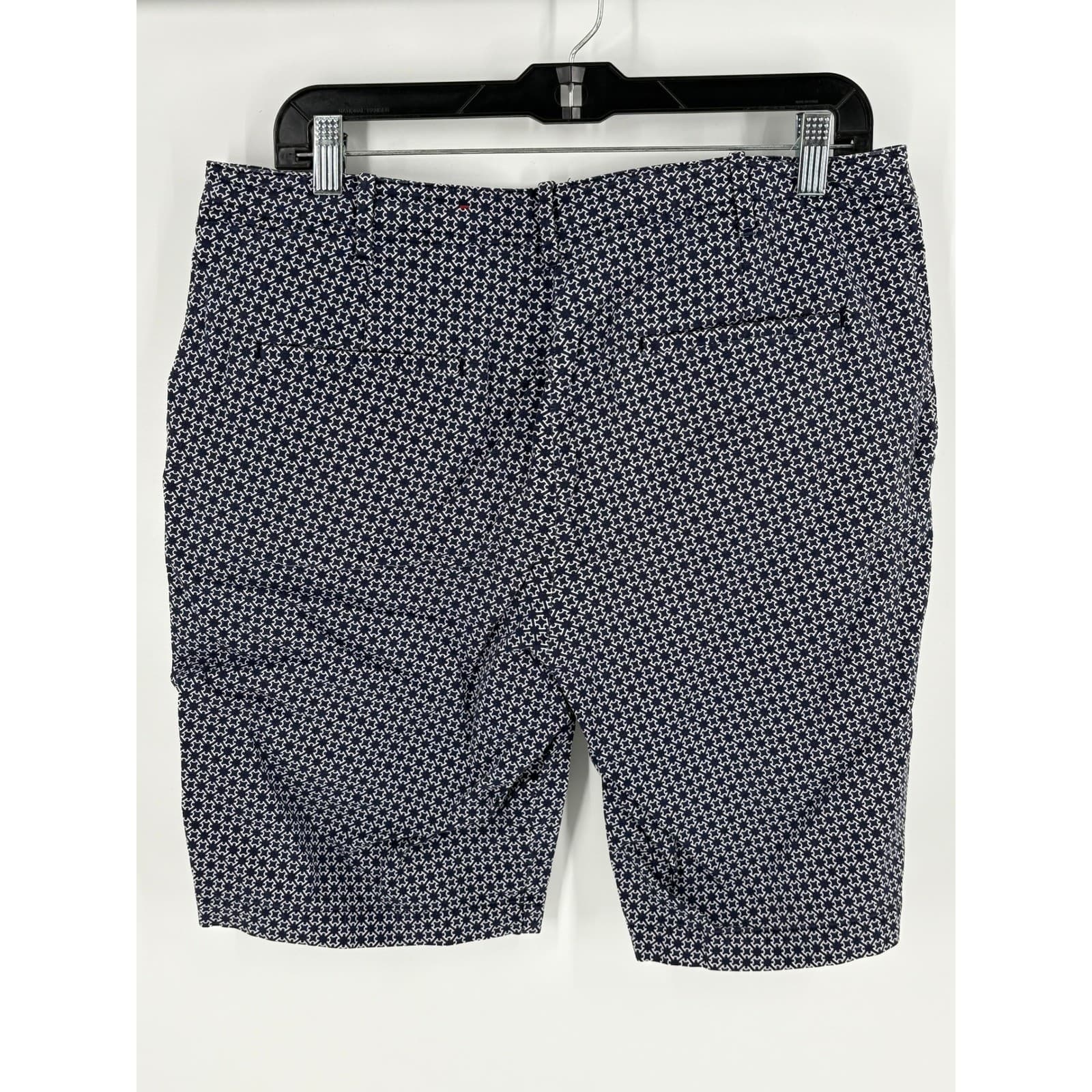 Talbots Women's Shorts Size 12 Navy Blue White Geometric Pattern Cotton Blend * - Thumbnail 2
