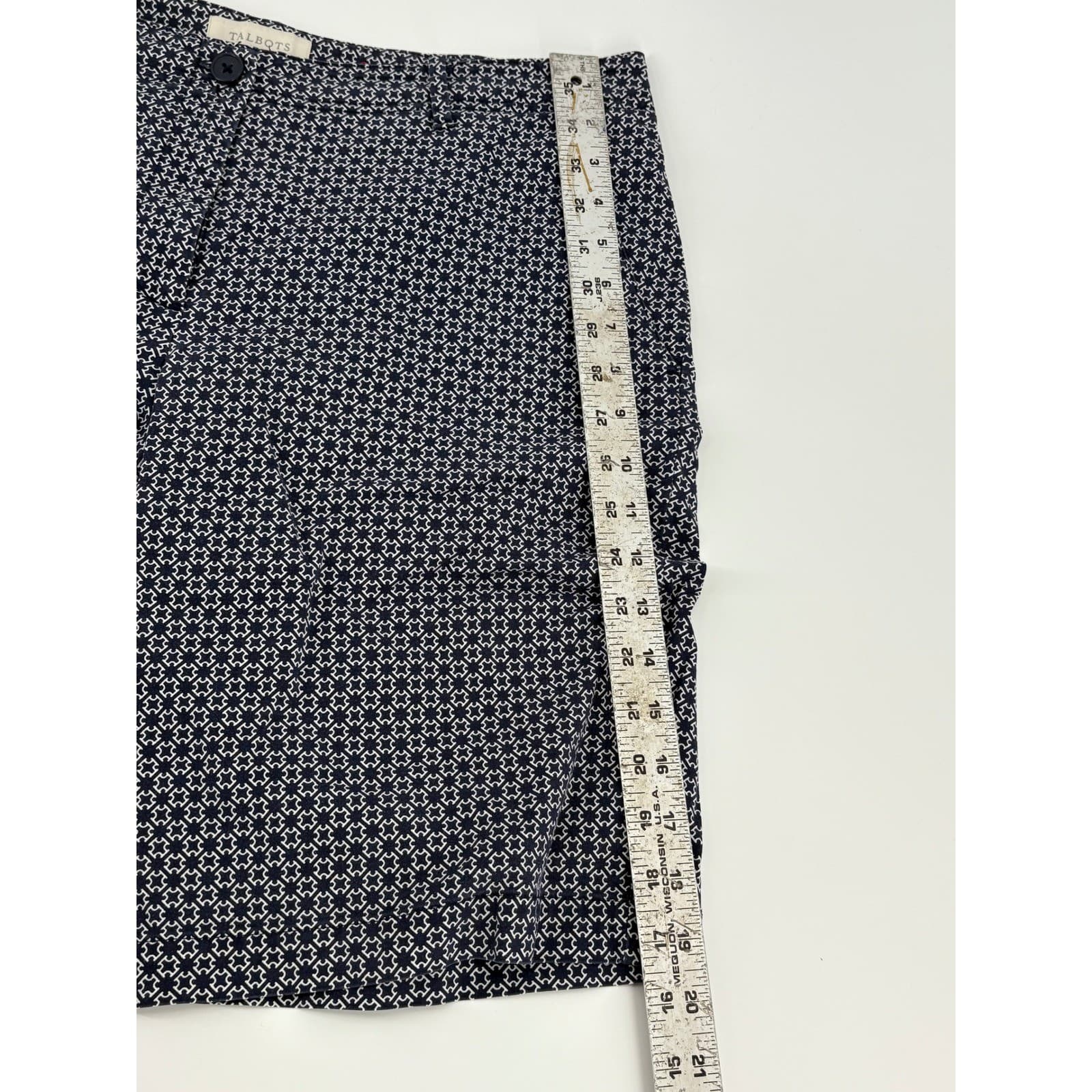 Talbots Women's Shorts Size 12 Navy Blue White Geometric Pattern Cotton Blend * - Thumbnail 6