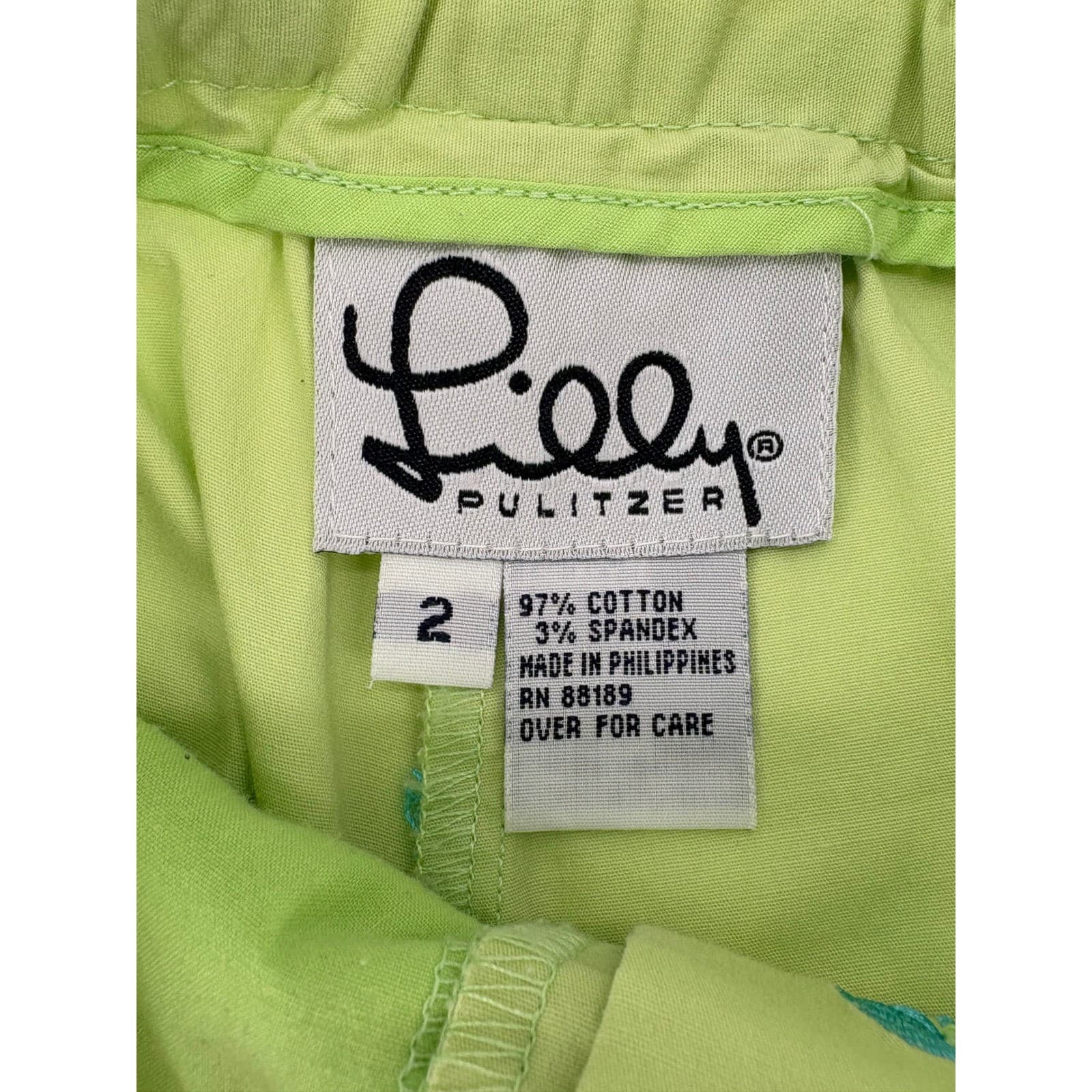 Lilly Pulitzer Palm Tree Shorts Women's Size 2 Green Casual Beach Resort - Thumbnail 2