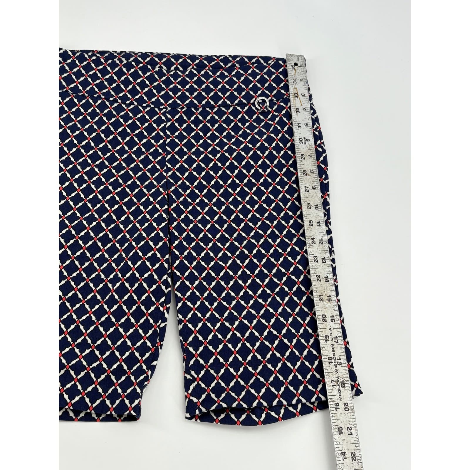 Rafaella Comfort Women's Shorts Size 8 Navy Blue White Red Geometric * - Thumbnail 6