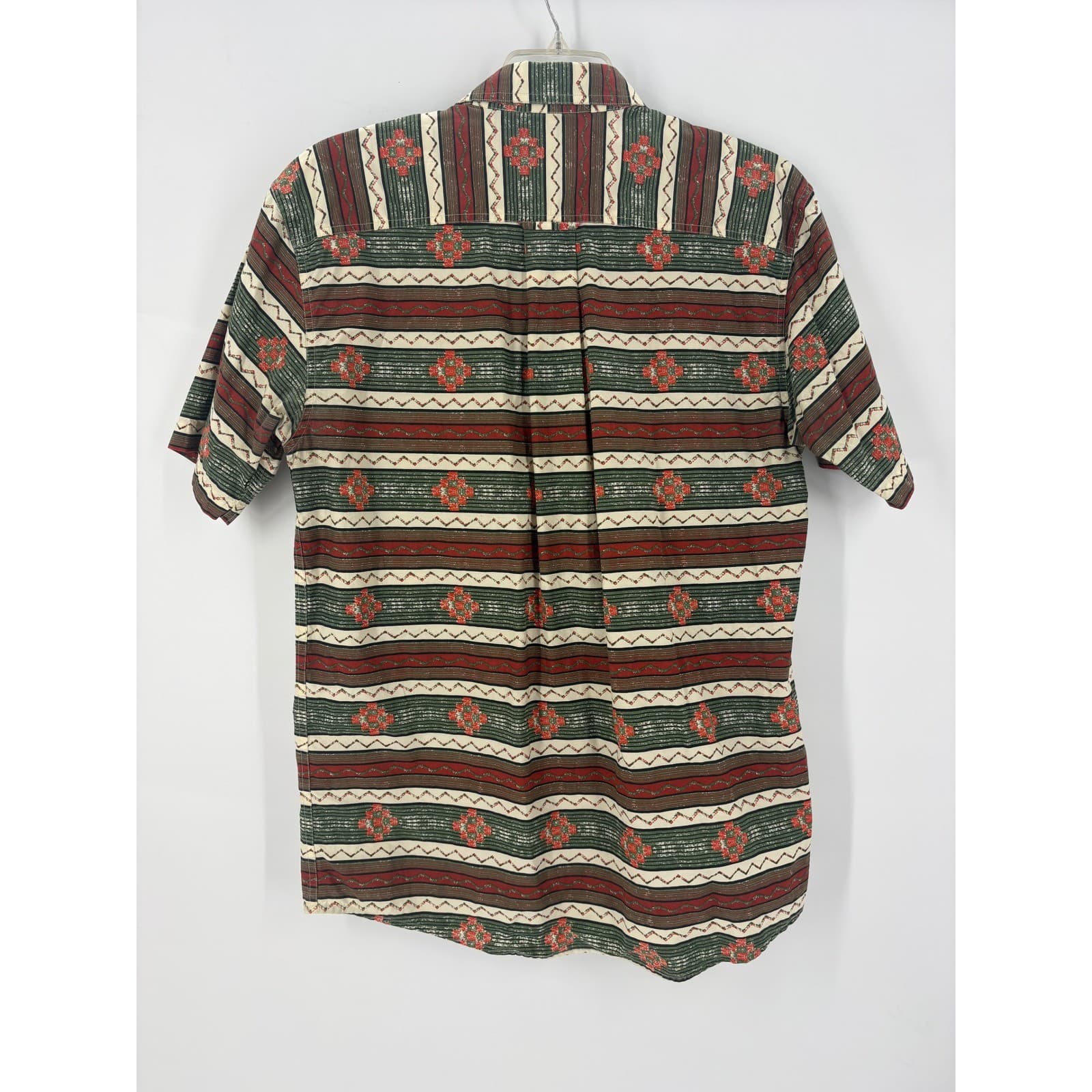 ORVIS Short Sleeve Button Up Men's Shirt Size M Aztec Geometric Stripe Pattern - Thumbnail 4