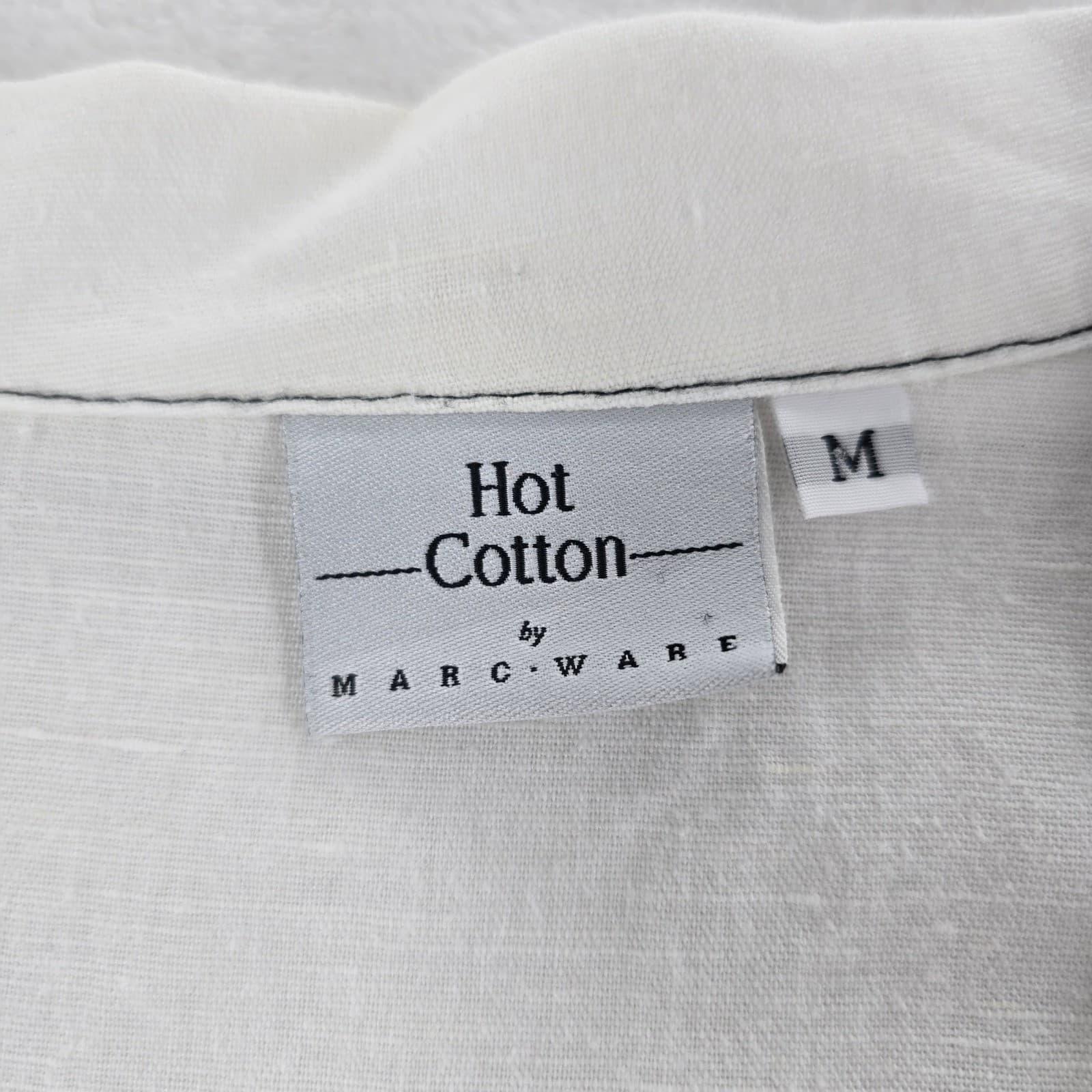 Hot Cotton Marc Ware 2pc Womens M Shirt Tank White Navy Blue Linen Blend - Thumbnail 2