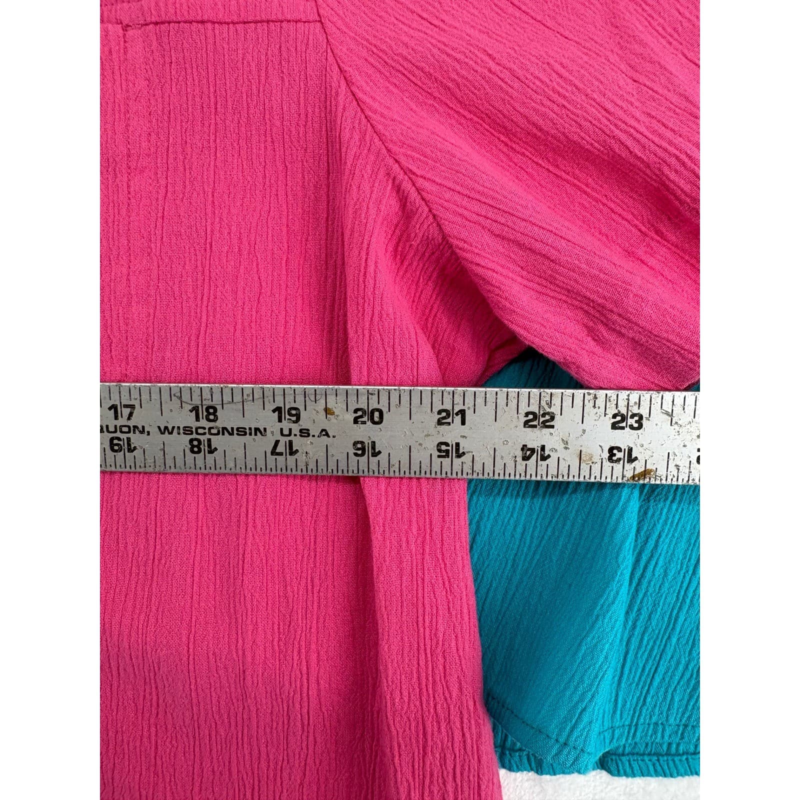 Drapers & Damons Button Up Womens PXL Shirts Pink Blue Teal Lot 3 Gauze Pockets - Thumbnail 5