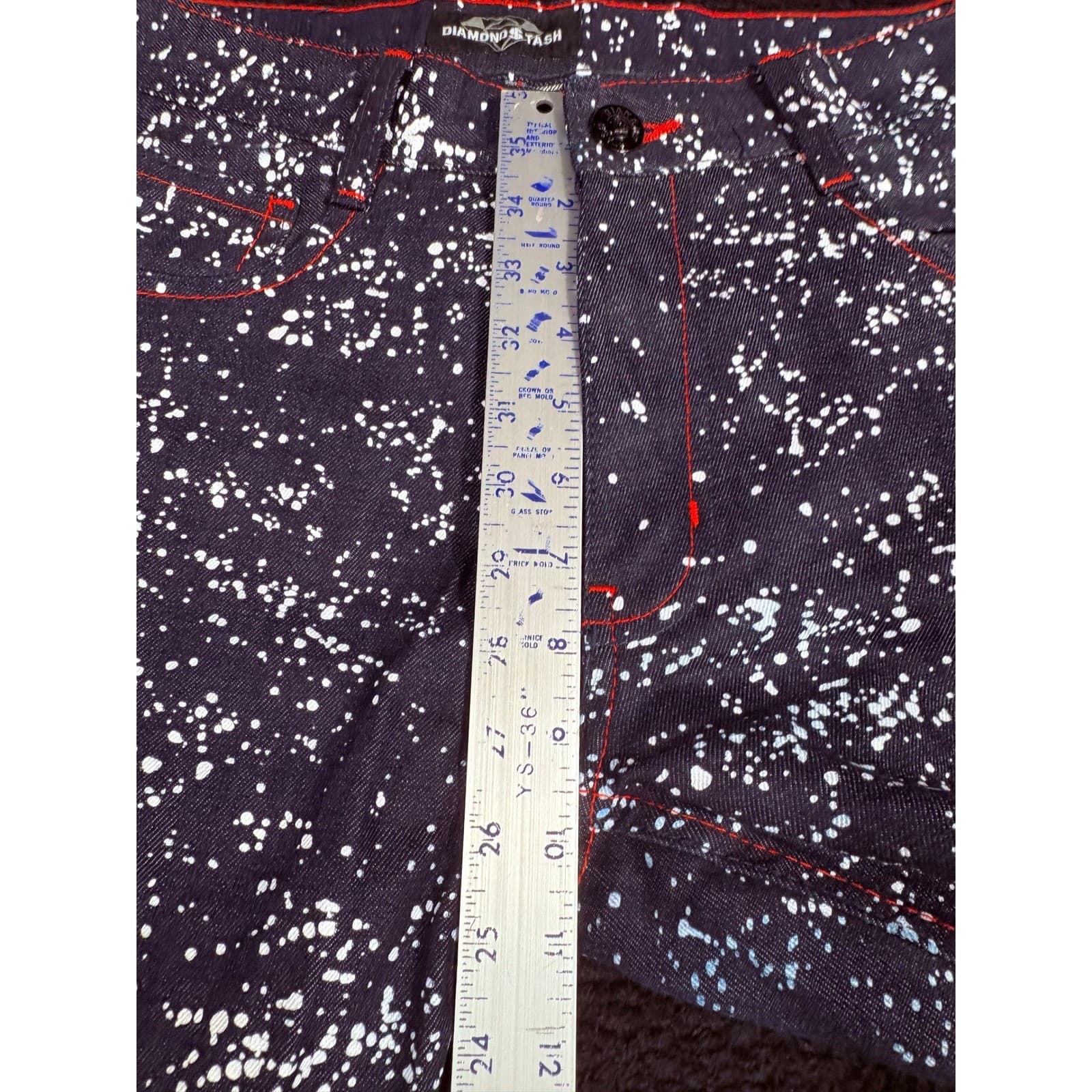 Diamond Stash Jeans 23 Jordan Graphic Print Denim Pants Red Bulls Racing Style - Thumbnail 5