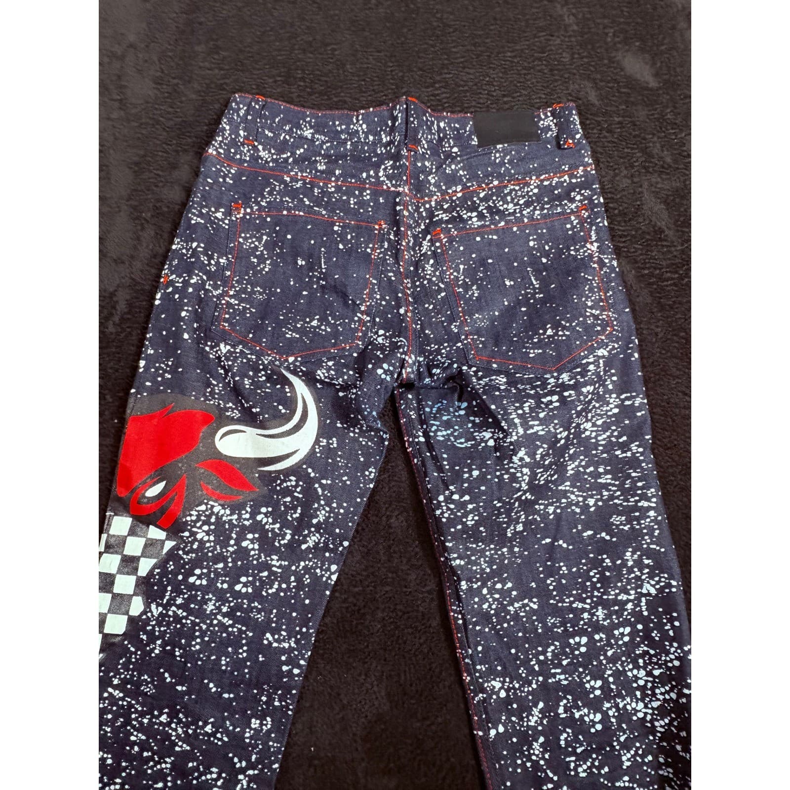 Diamond Stash Jeans 23 Jordan Graphic Print Denim Pants Red Bulls Racing Style - Thumbnail 10