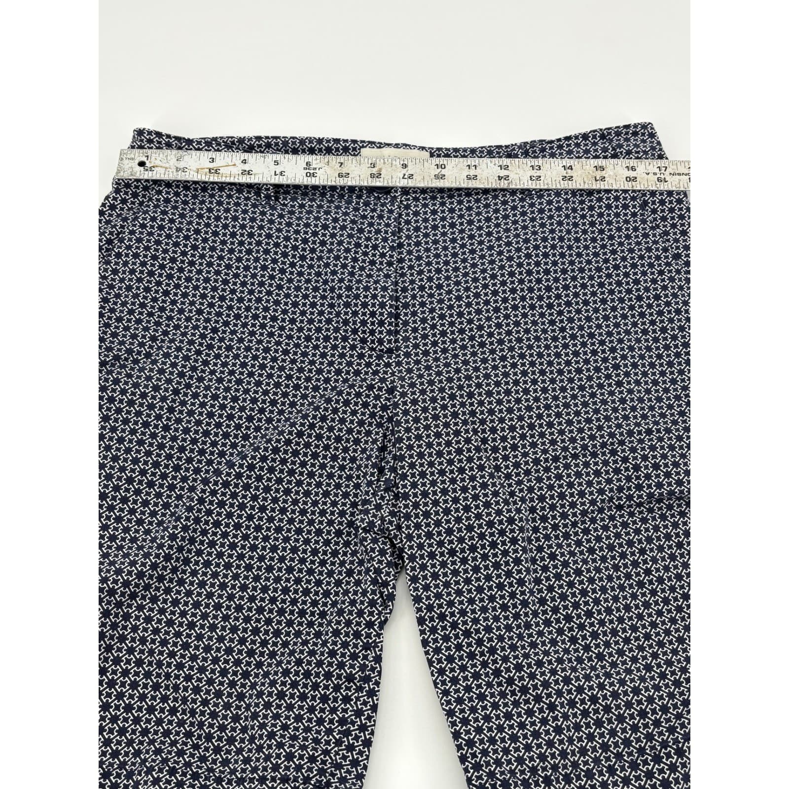 Talbots Women's Shorts Size 12 Navy Blue White Geometric Pattern Cotton Blend * - Thumbnail 5