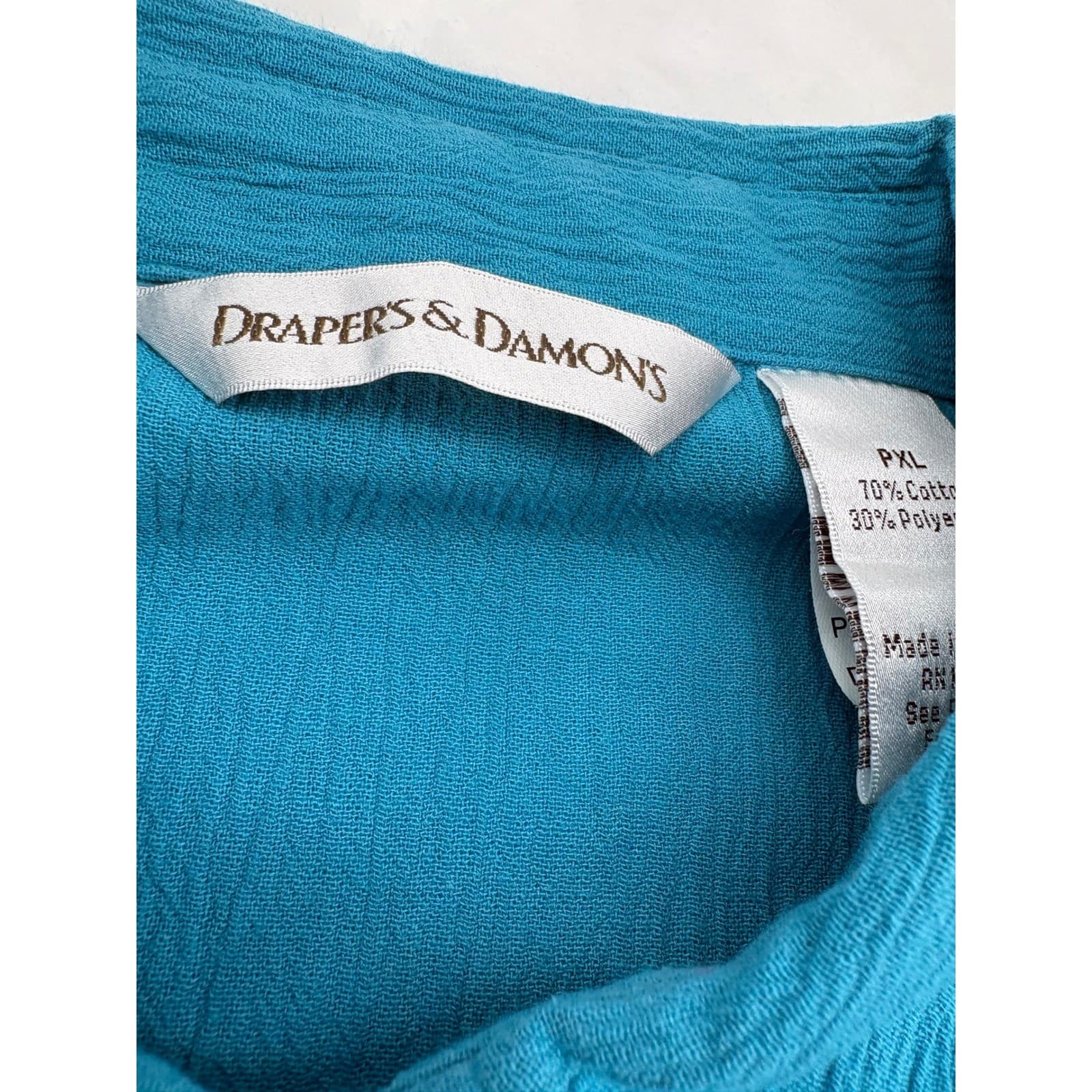 Drapers & Damons Button Up Womens PXL Shirts Pink Blue Teal Lot 3 Gauze Pockets - Thumbnail 2
