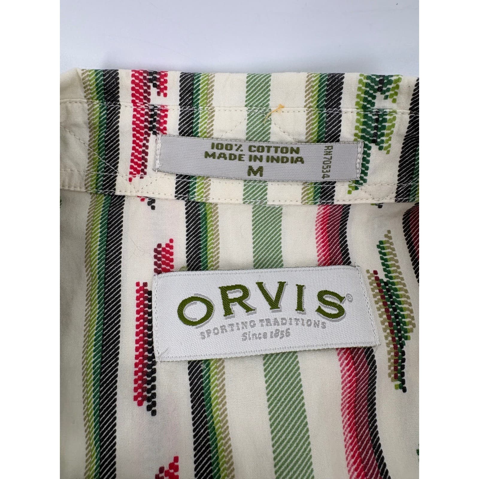 ORVIS Short Sleeve Button Up Shirt Size M Southwestern Stripe Print Cotton - Thumbnail 5