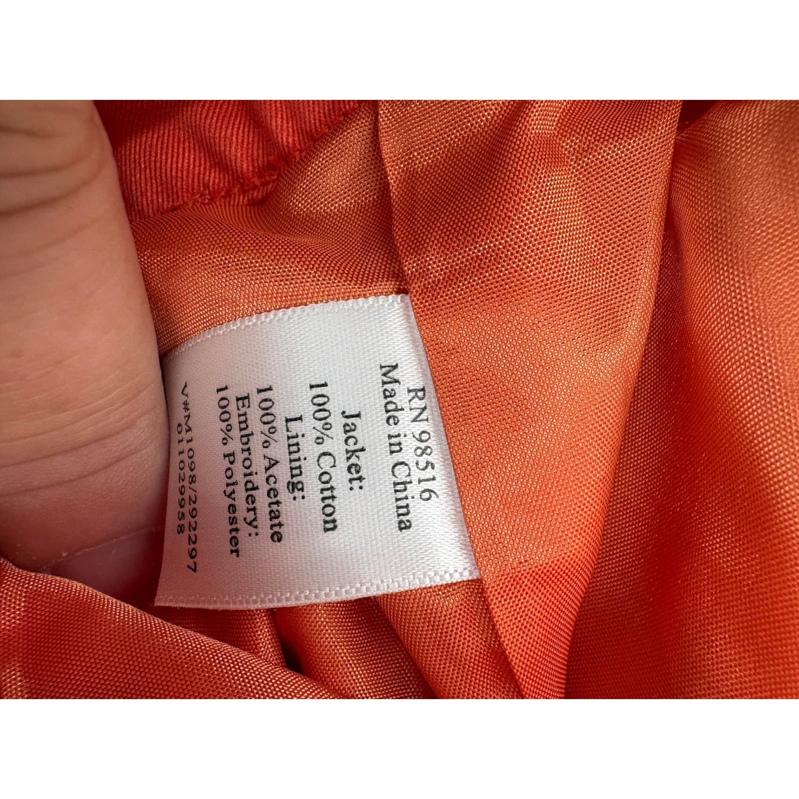 Coldwater Creek Women's Orange Floral Embroidered 3/4 Sleeve Button Front Jacket - Thumbnail 4