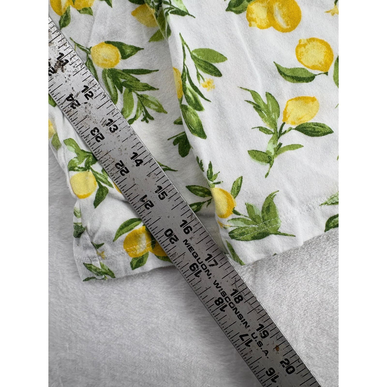 National Pajama Set Womens PXL Pajamas White Lemon Print Cotton Short Sleeve PXL - Thumbnail 7