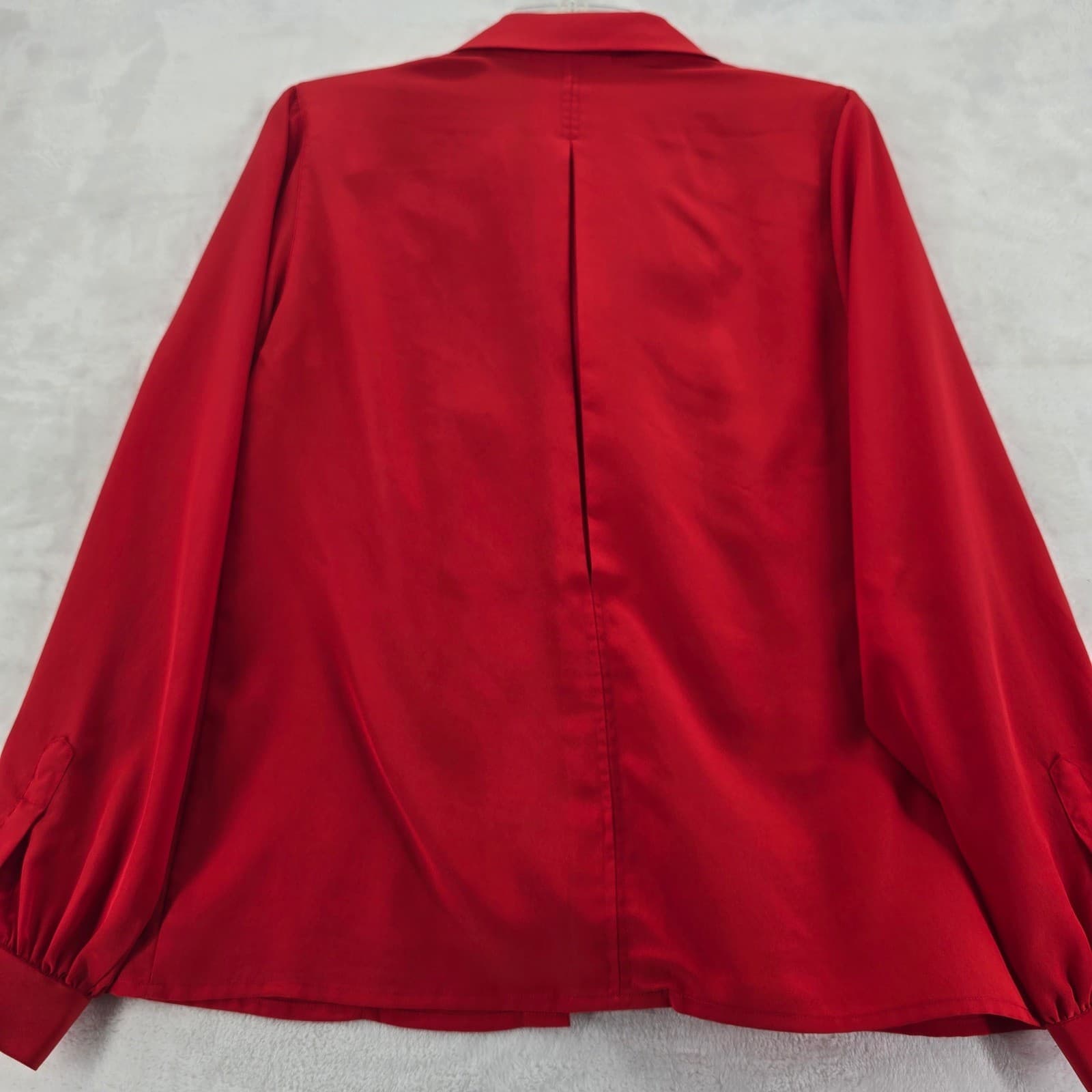 Regina Porter Button Up Womens 10 Blouse Red Long Sleeve Scarf Tie Neck Vintage - Thumbnail 7