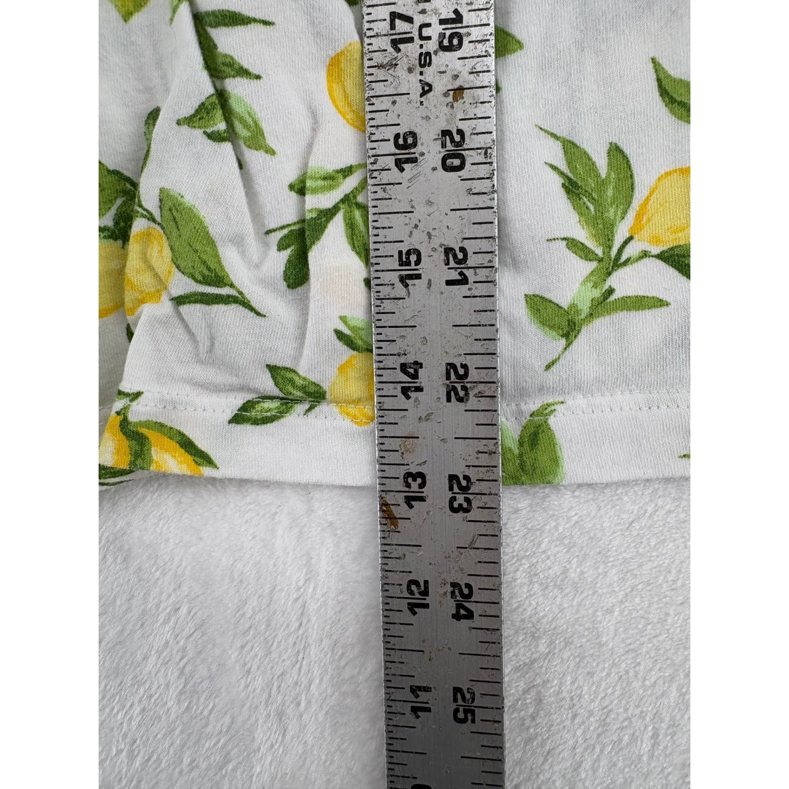 National Pajama Set Womens PXL Pajamas White Lemon Print Cotton Short Sleeve PXL - Thumbnail 5