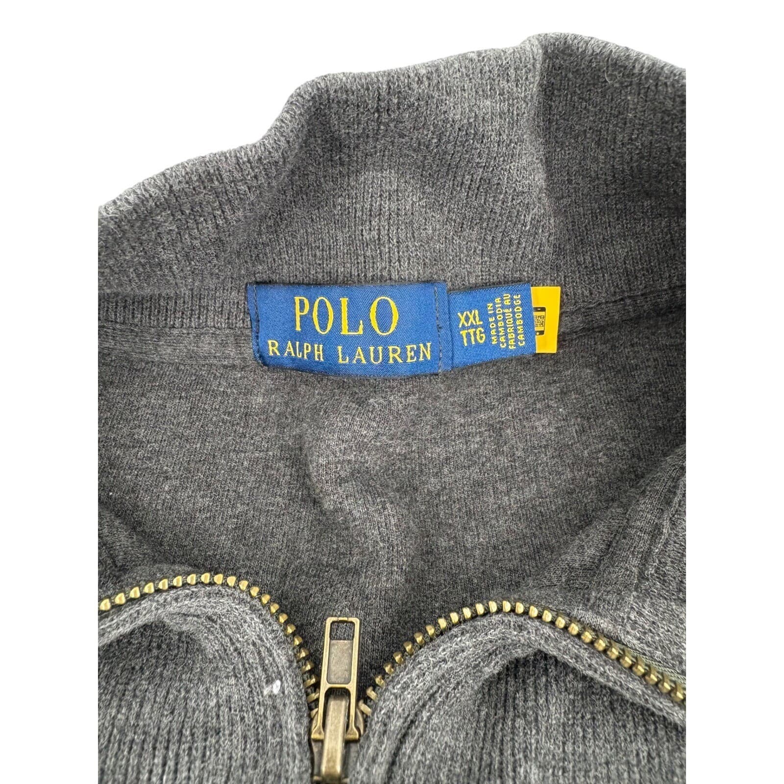 Polo Ralph Lauren XXL Mens Gray 1/4 Zip Long Sleeve Pullover Sweatshirt - Thumbnail 3