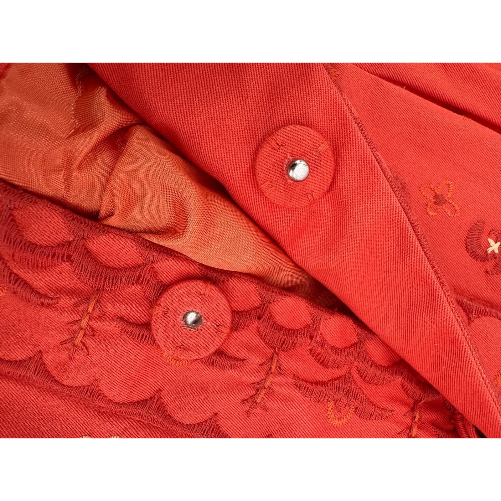 Coldwater Creek Women's Orange Floral Embroidered 3/4 Sleeve Button Front Jacket - Thumbnail 8