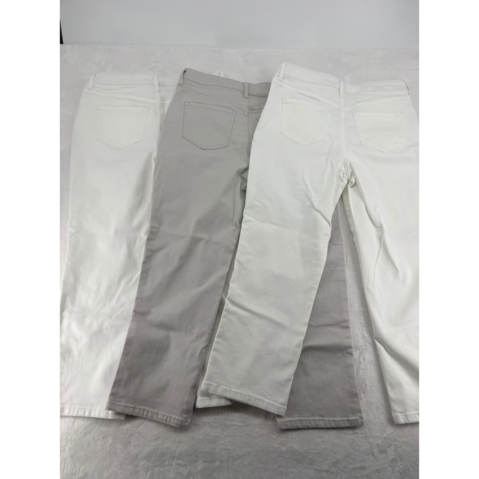 Blair Jeans Womens 14PS Straight Leg White Gray Bundle Lot 3 Pairs Denim Pants - Thumbnail 11