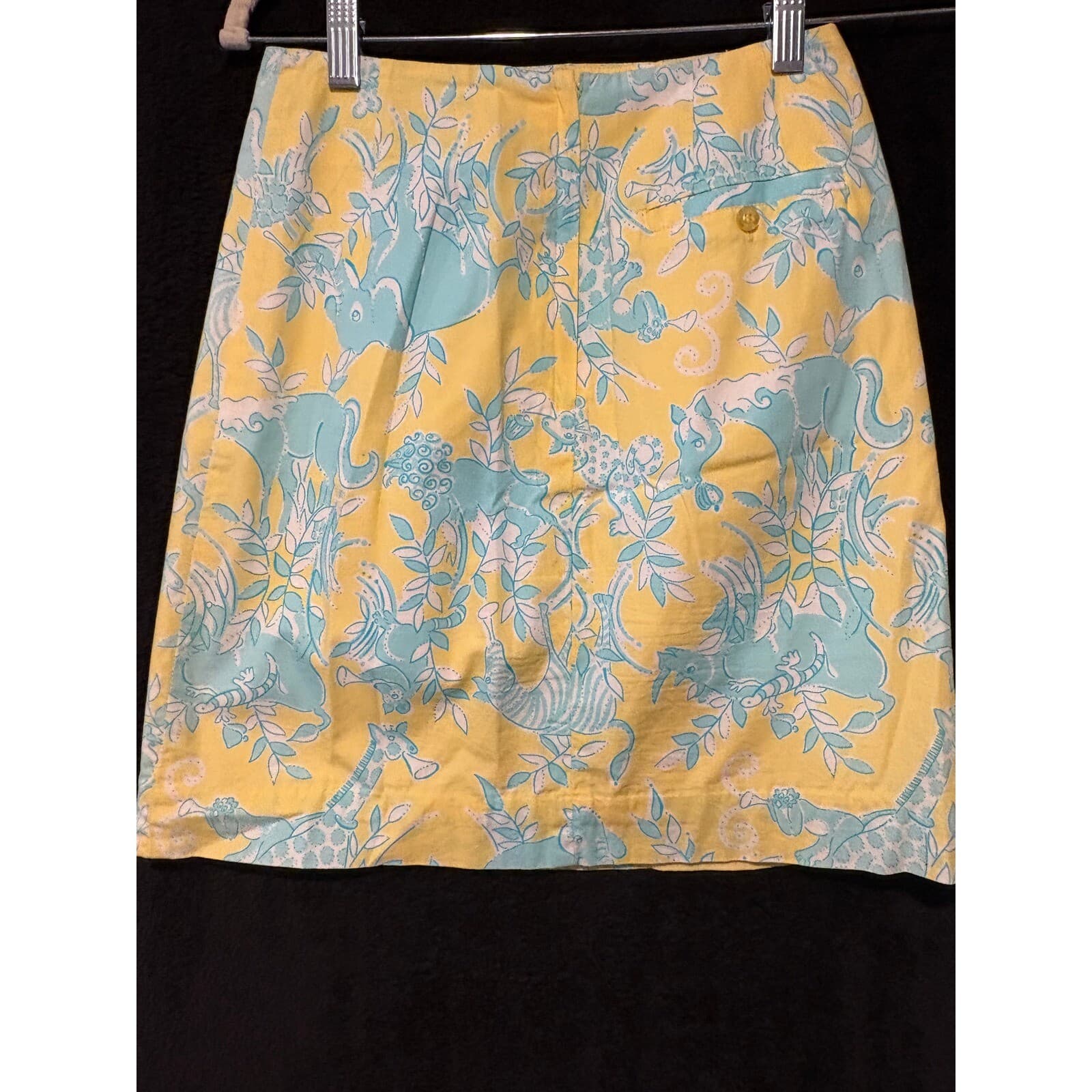 Lilly Pulitzer Skirt 0 Yellow Aqua Safari Animal Print Cotton Jungle Lined - Thumbnail 2