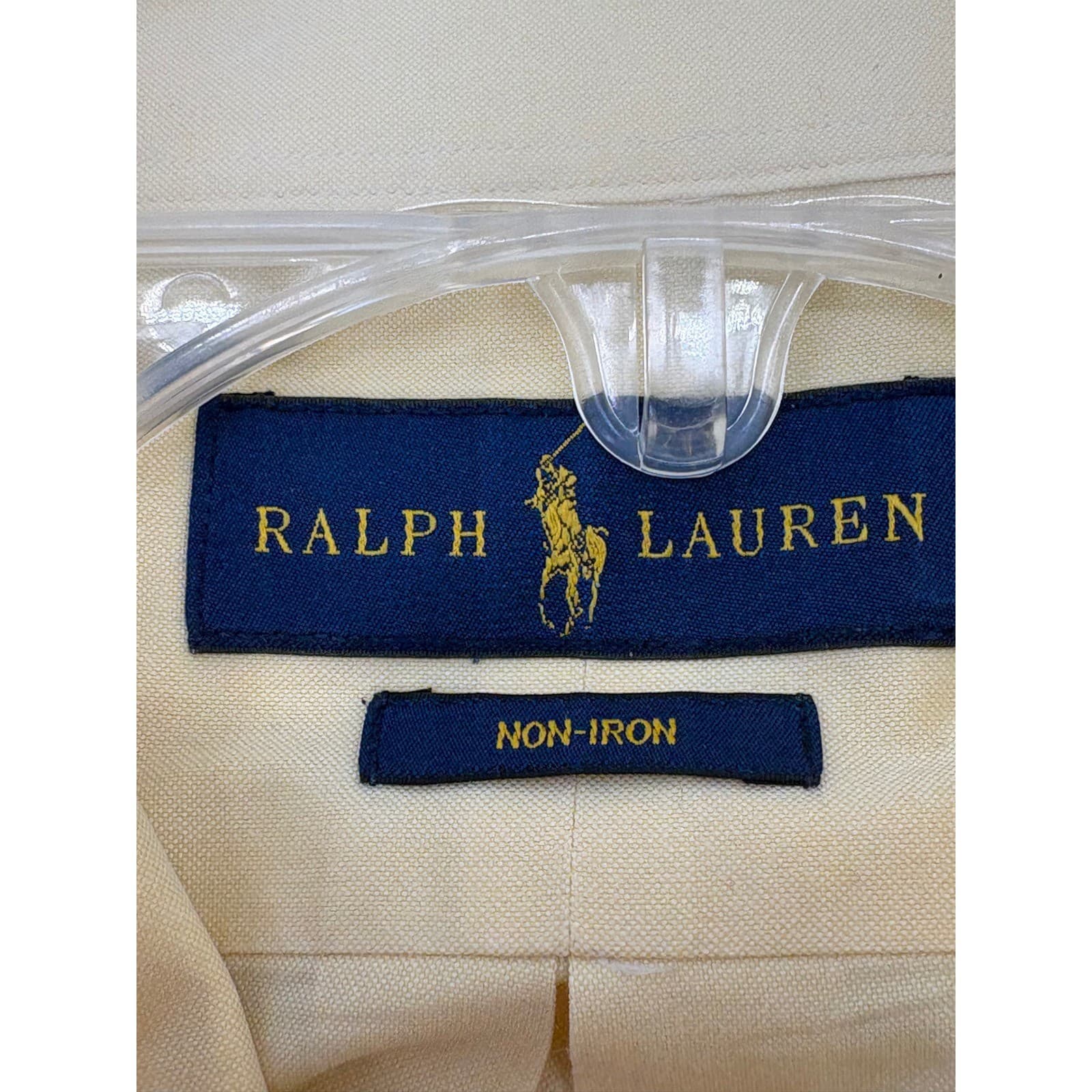 Ralph Lauren Button Down Mens 16 34/35 Shirt Yellow Non-Iron Long Sleeve Pony - Thumbnail 4