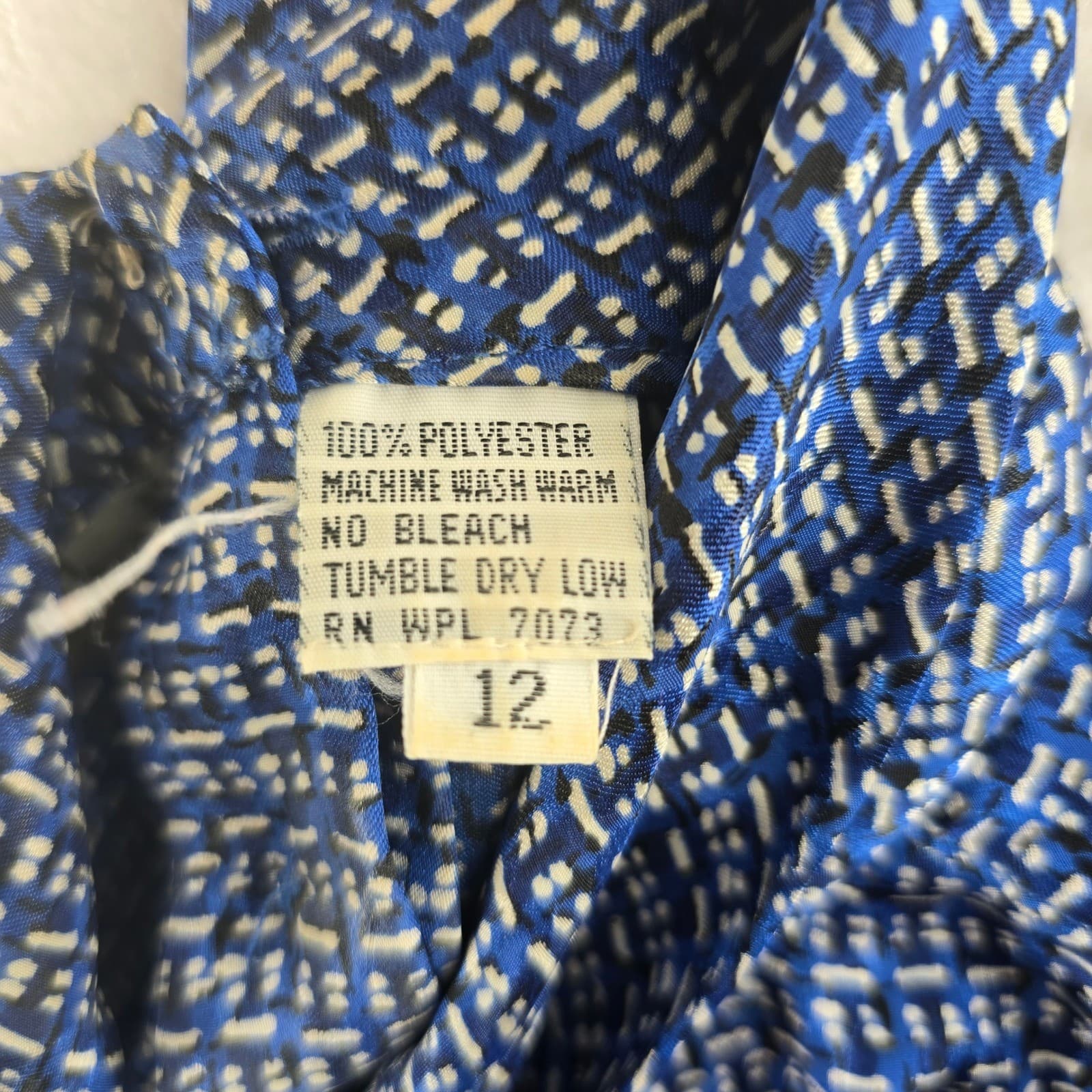 Spitalnick & Co Blouse Womens 12 Button Front Blue Geometric Long Sleeve Top - Thumbnail 3