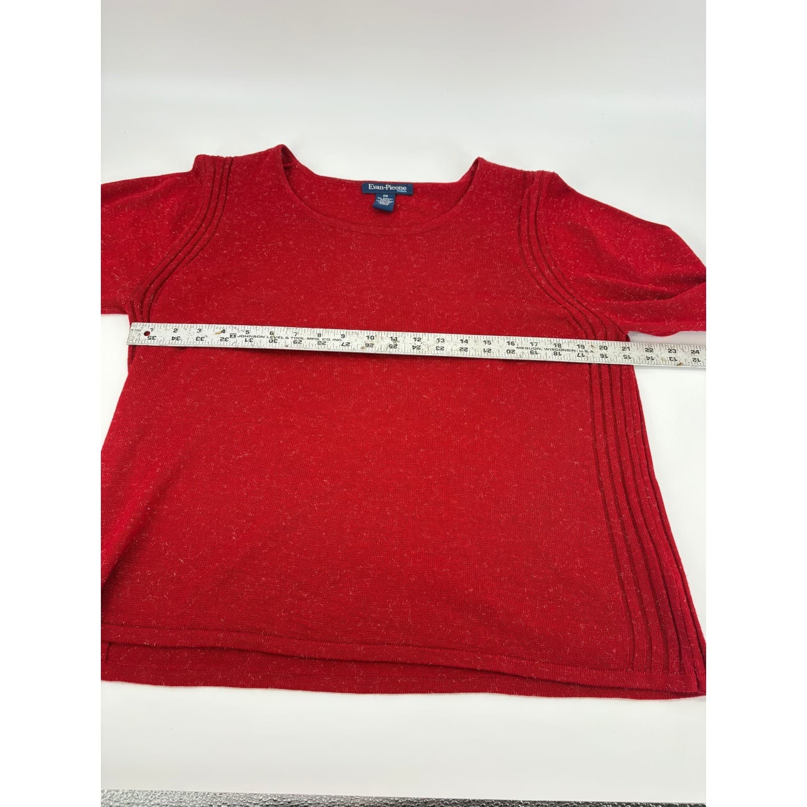 Evan Picone Woman Red Knit Sweater Long Sleeve Scoop Neck 2X Plus Size - Thumbnail 5