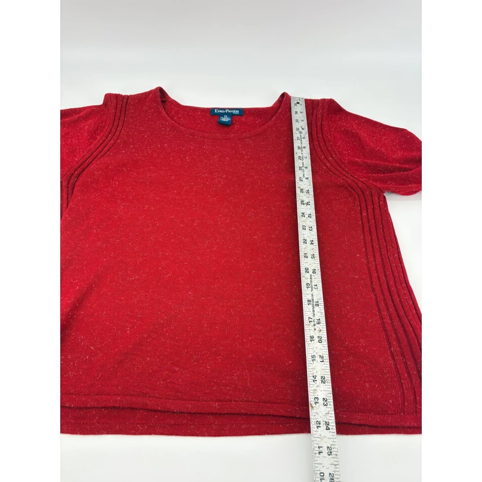 Evan Picone Woman Red Knit Sweater Long Sleeve Scoop Neck 2X Plus Size - Thumbnail 6