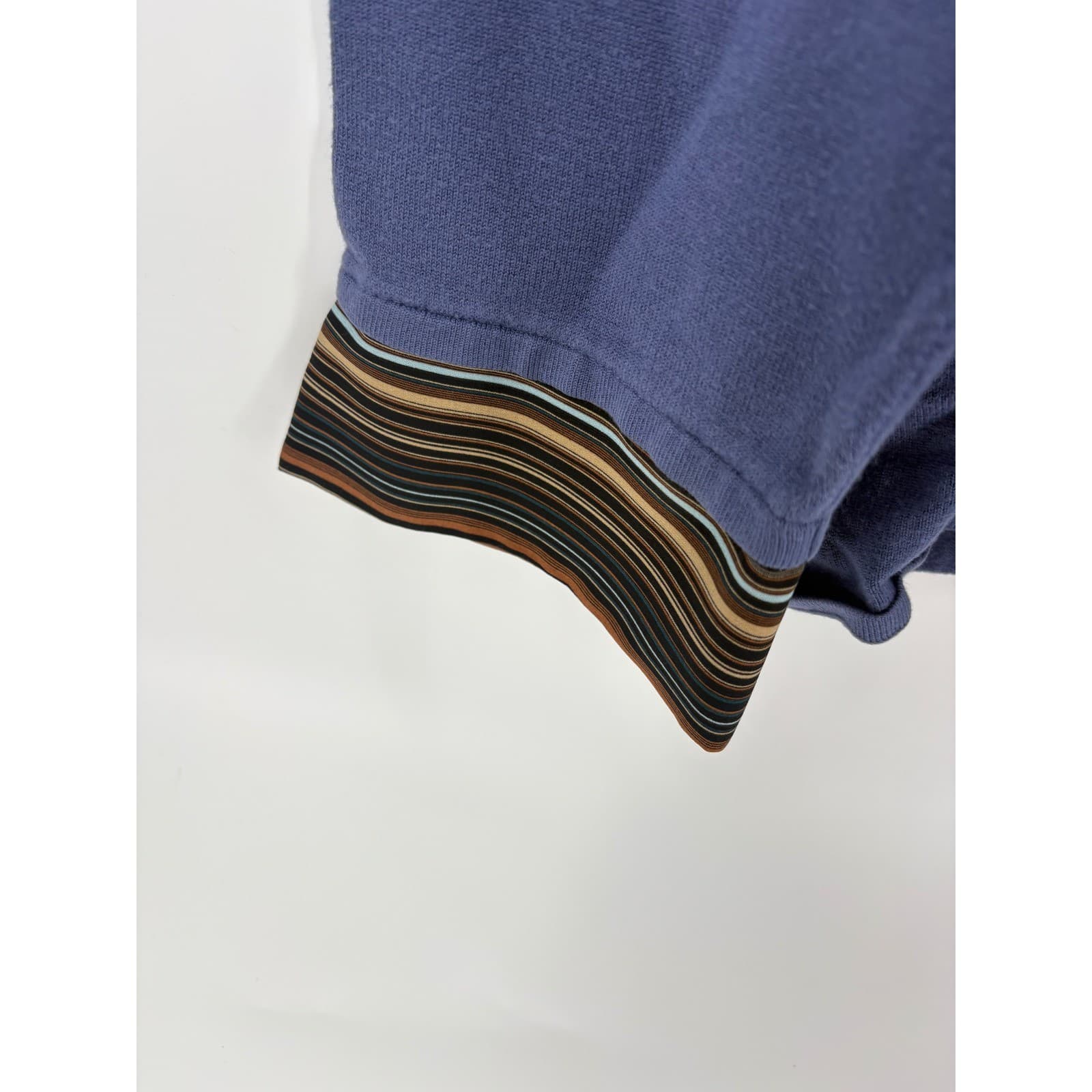Notations Woman 1X Blue Long Sleeve V-Neck Pullover Sweater Striped Collar - Thumbnail 3