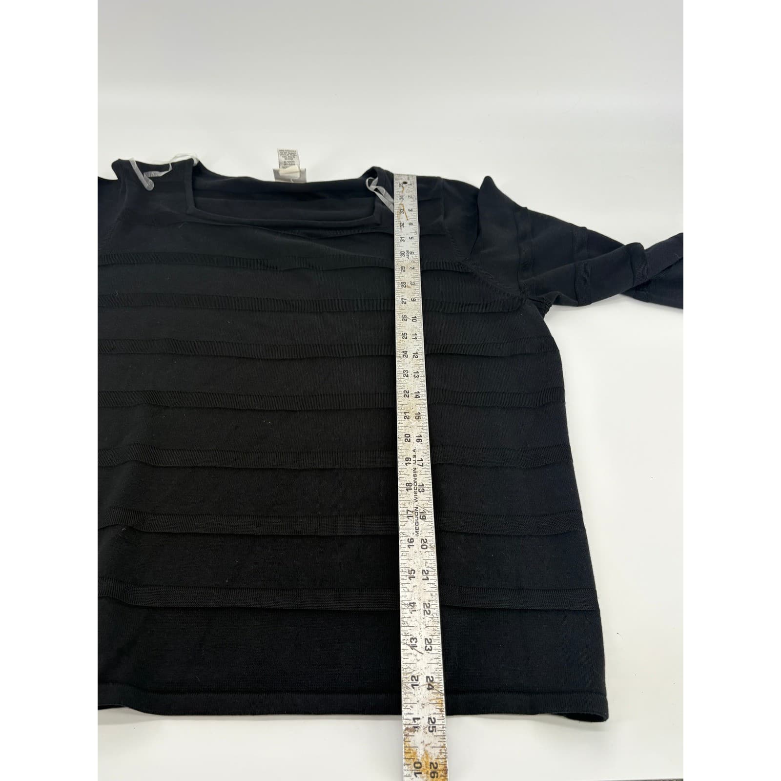 Kim Rogers Signature 2X Black Knit Top Square Neck 3/4 Sleeve Pullover - Thumbnail 5