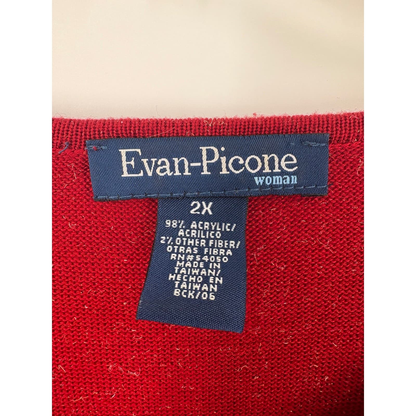 Evan Picone Woman Red Knit Sweater Long Sleeve Scoop Neck 2X Plus Size - Thumbnail 2