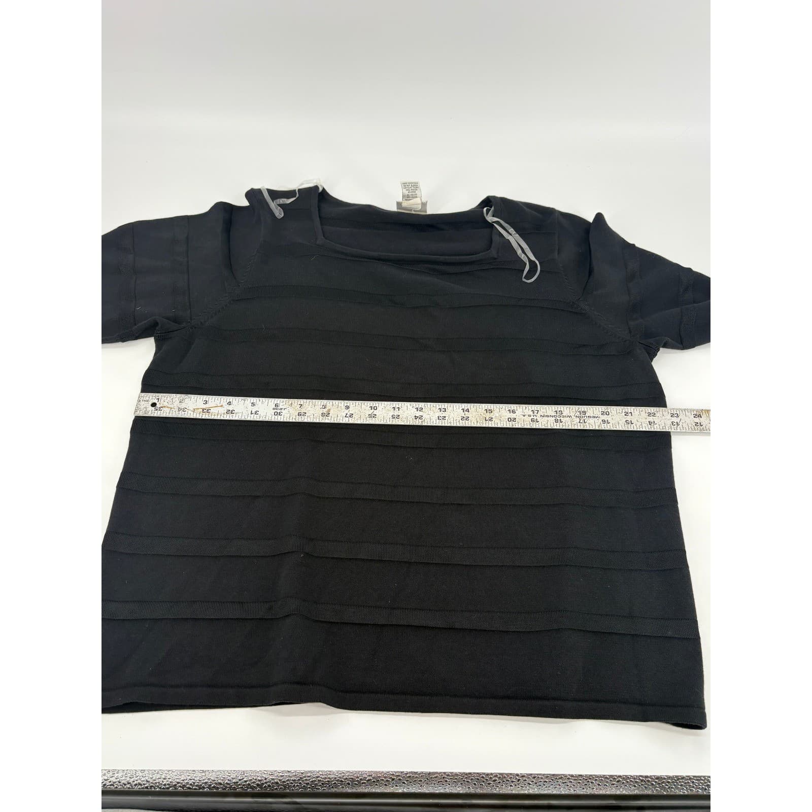 Kim Rogers Signature 2X Black Knit Top Square Neck 3/4 Sleeve Pullover - Thumbnail 4