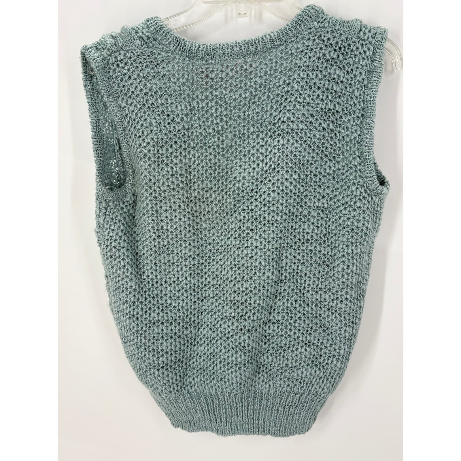COS COB Teal Cable Knit V Neck Sleeveless Sweater Vest Women's Size S - Thumbnail 4