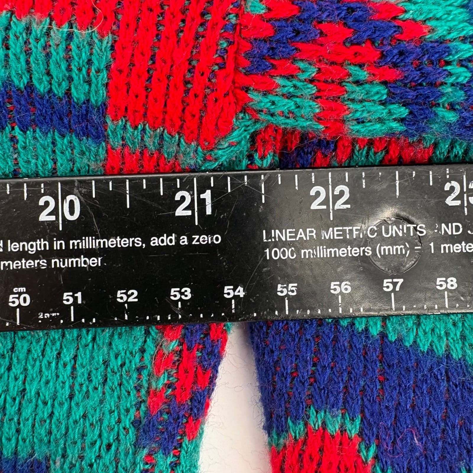 Glamour Knit Vintage Southwestern Sweater Red Blue Green Geometric Pattern - Thumbnail 6